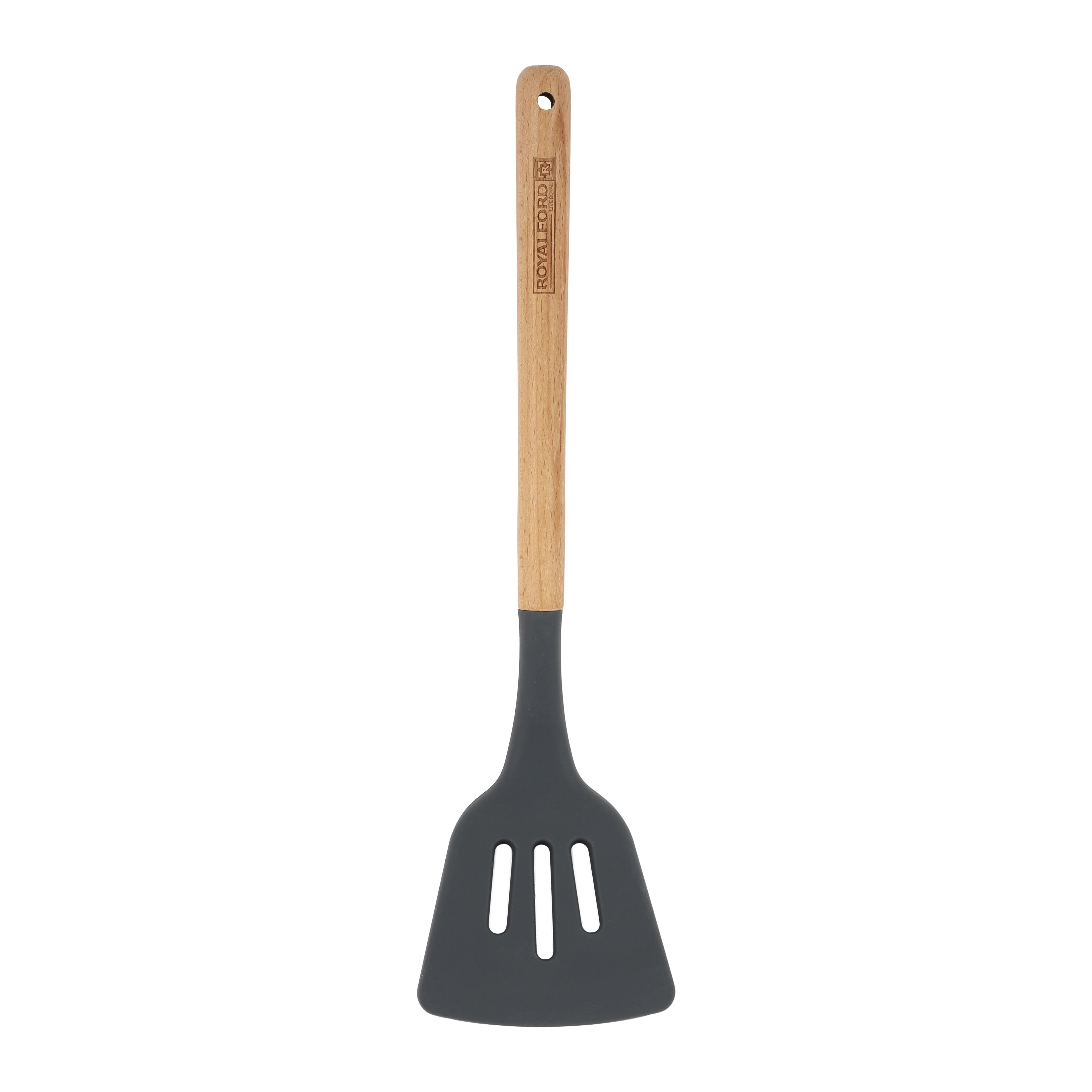 Royalford RF12747 Silicone Slotted Turner with Wooden Handle | Heat Resistant | Food Grade Non Stick Safe Durable Kitchen Spatula Turner | Perfect  for Frying & Flipping - Image 2