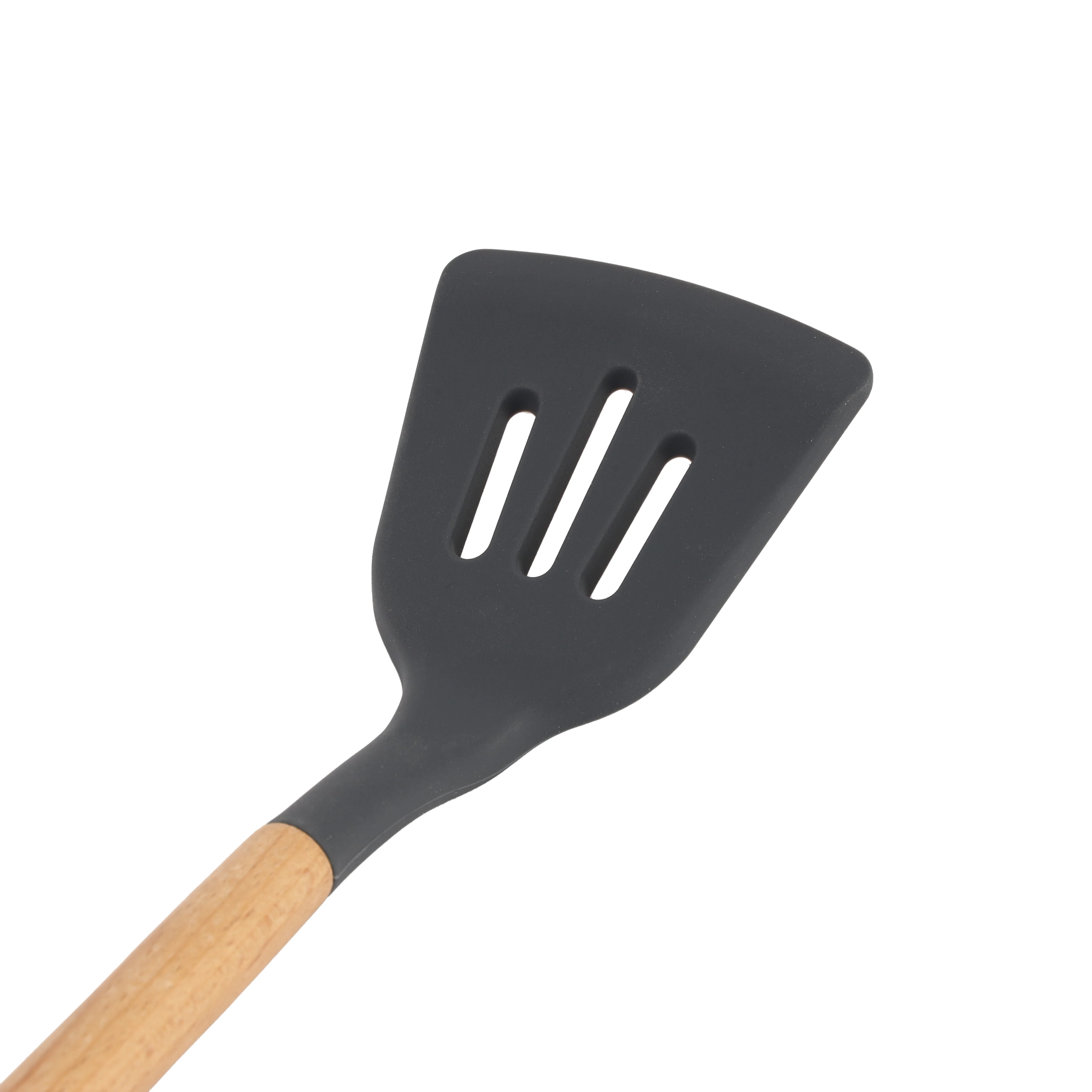 Royalford RF12747 Silicone Slotted Turner with Wooden Handle | Heat Resistant | Food Grade Non Stick Safe Durable Kitchen Spatula Turner | Perfect  for Frying & Flipping - Image 4