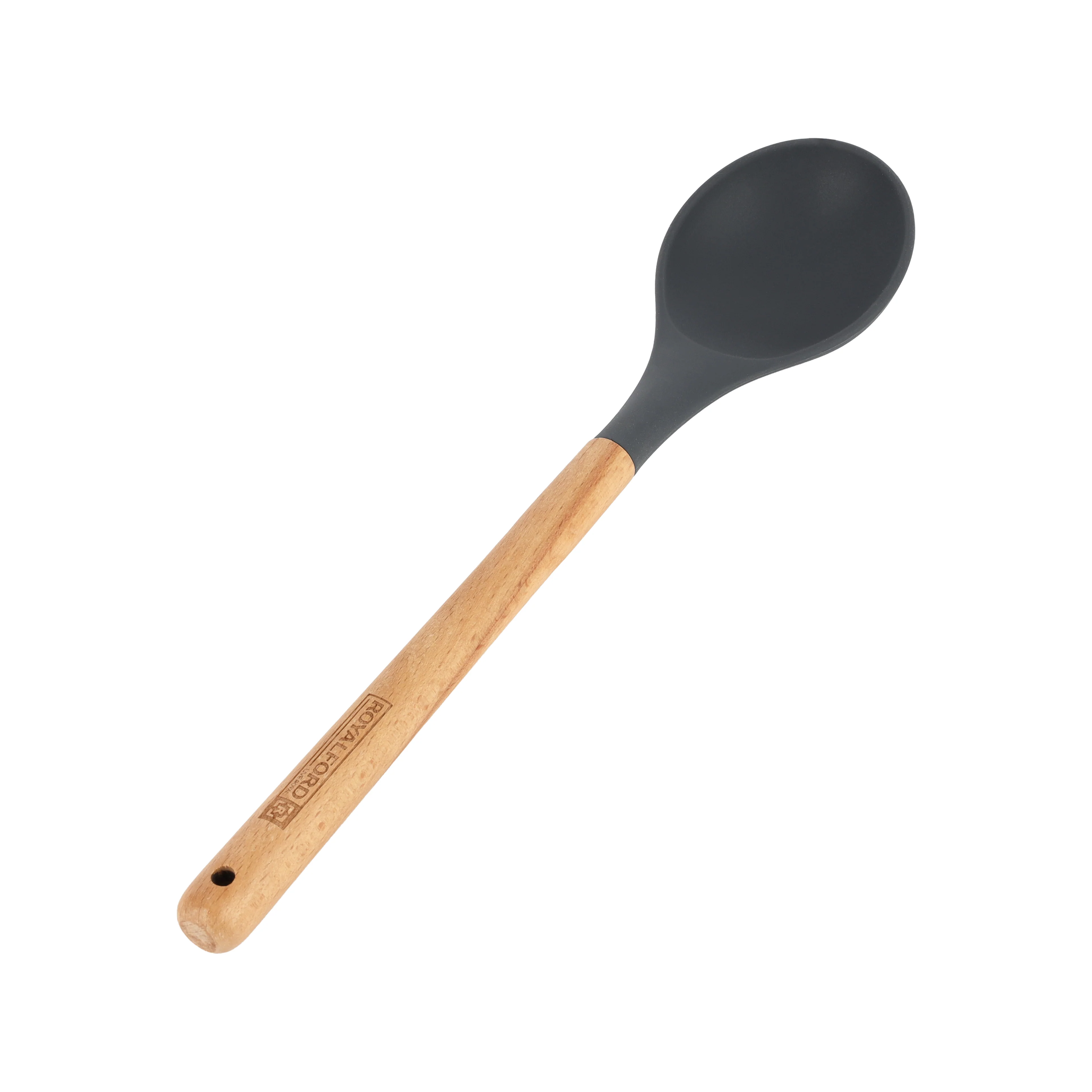 Royalford RF12749 Silicone Serving Spoon with Wooden Handle | Heat Resistant | Food Grade | Non Stick Safe | Durable Kitchen Spoon for Cooking & Serving Rice, Curry Etc - Image 2