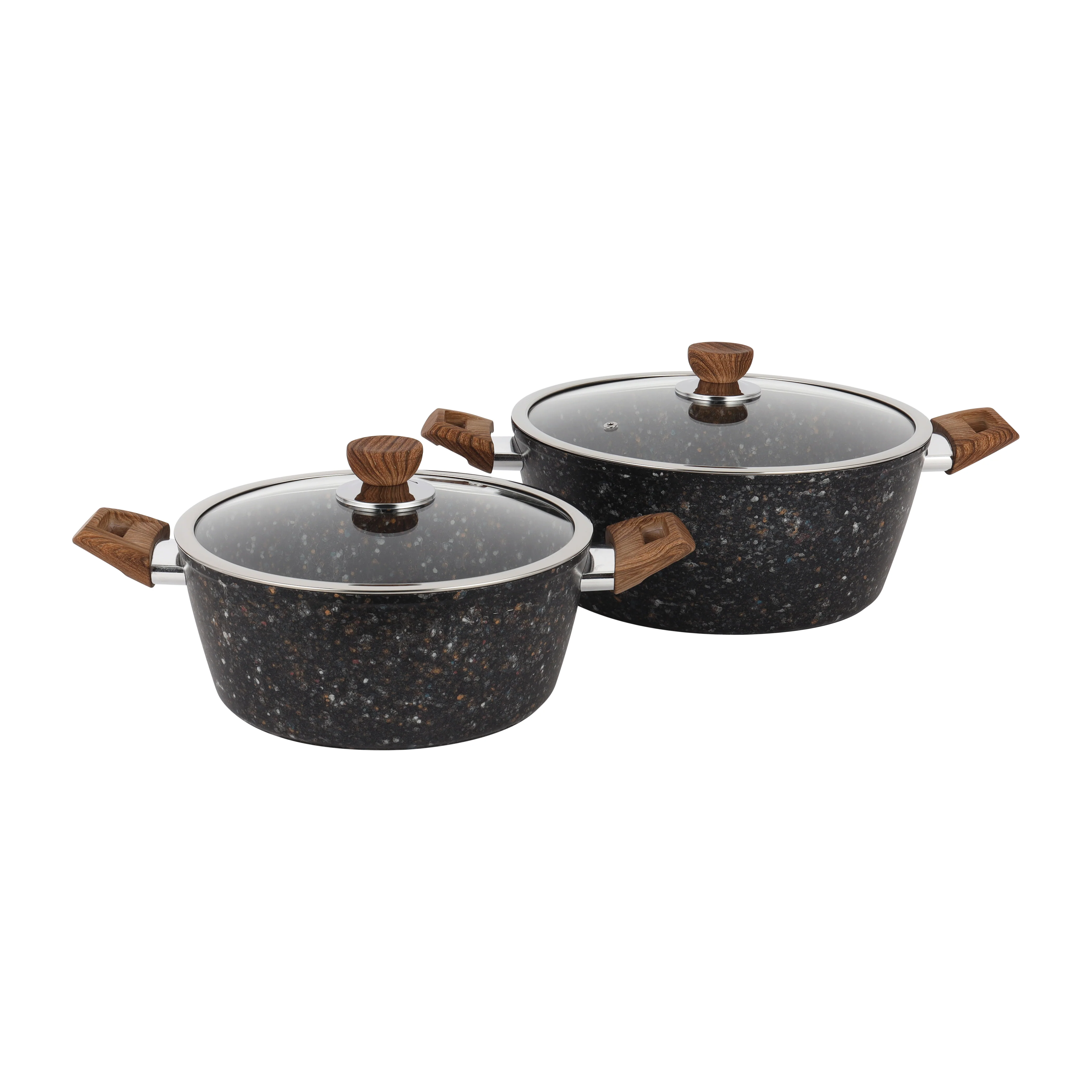 Royalford RF12754 Multistone Forged Aluminium 9-Piece Cookware Set | Granite Non-Stick Coating | Induction Compatible Pots & Pans with Glass Lids and Soft Touch Handles - Image 2