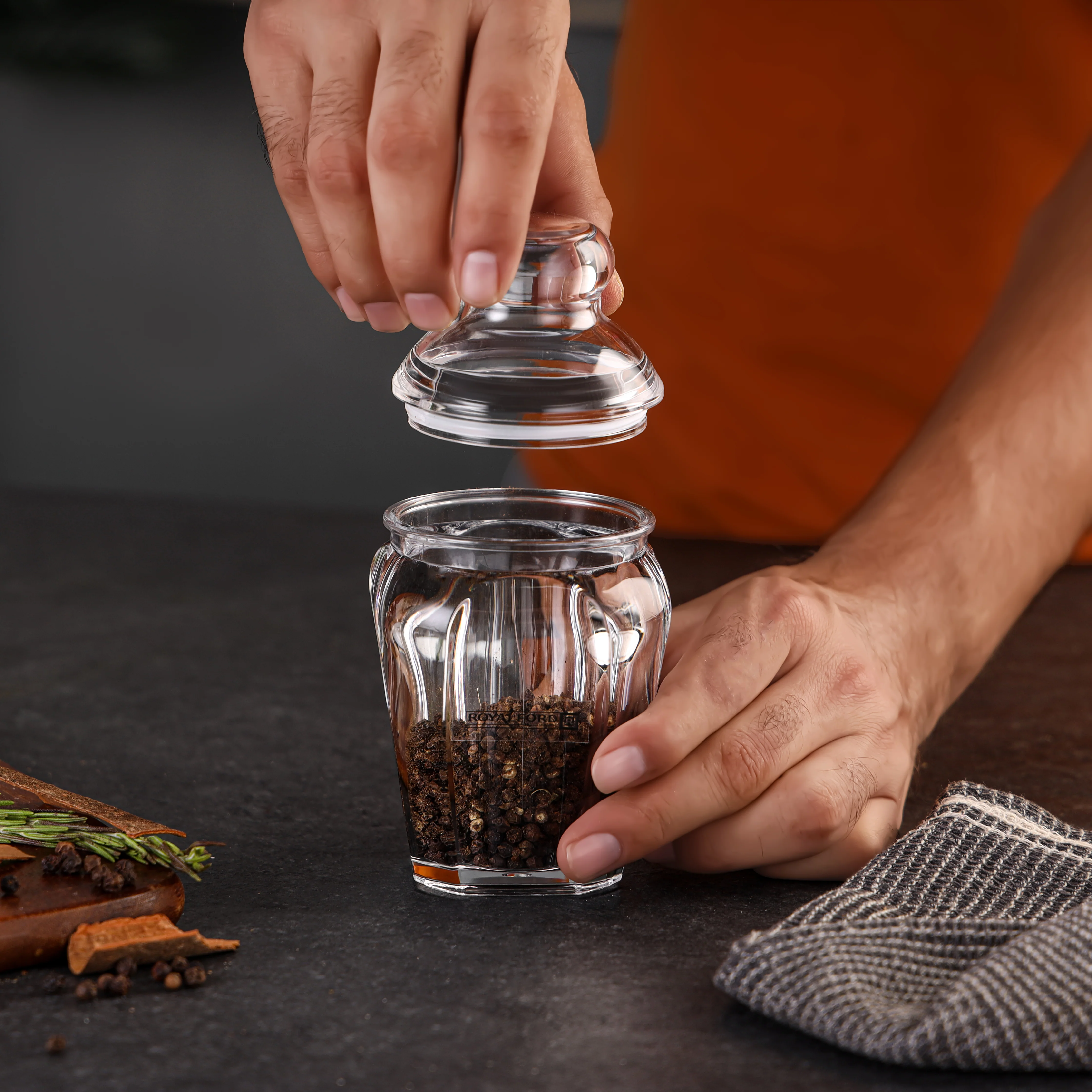 Royalford RF12766 Multipurpose Acrylic Jar 200ml| Clear Storage Container and Odor Free, Lead Free| Freezer Safe with Lid Durable Transparent Kitchen Organizer Jar| - Image 2