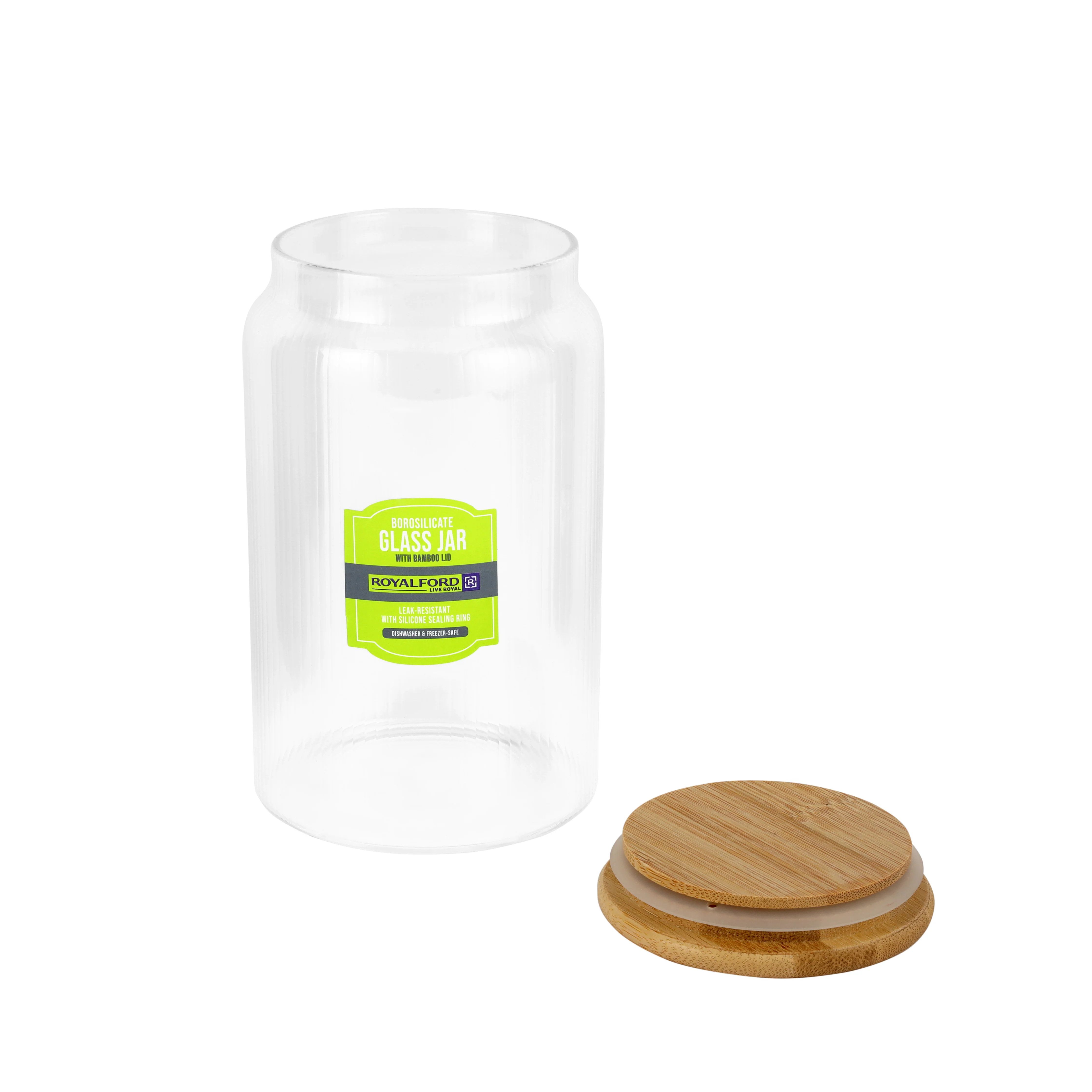 Royalford RF12775 Borosilicate Glass Jar| Bamboo Lid with Airtight BPA Free Transparent Food Storage Container|  Organizer for Spices Snacks Dry Foods and Pantry Storage| - Image 4