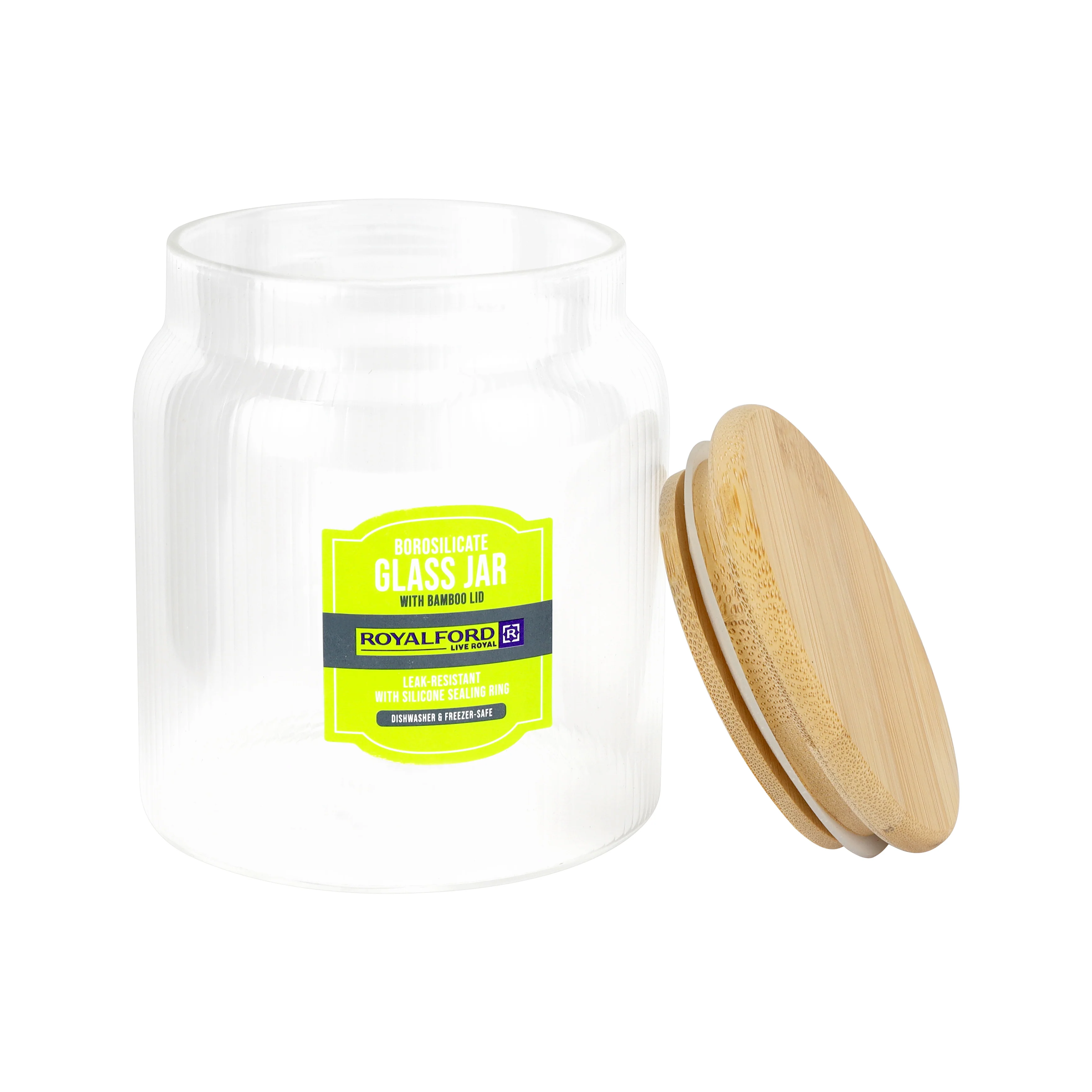 Royalford RF12776 Borosilicate Glass Jars| airtight bamboo lids with BPA-free, odor-free & durable| dishwasher-safe, perfect for storing dry foods, snacks, and spices| - Image 3