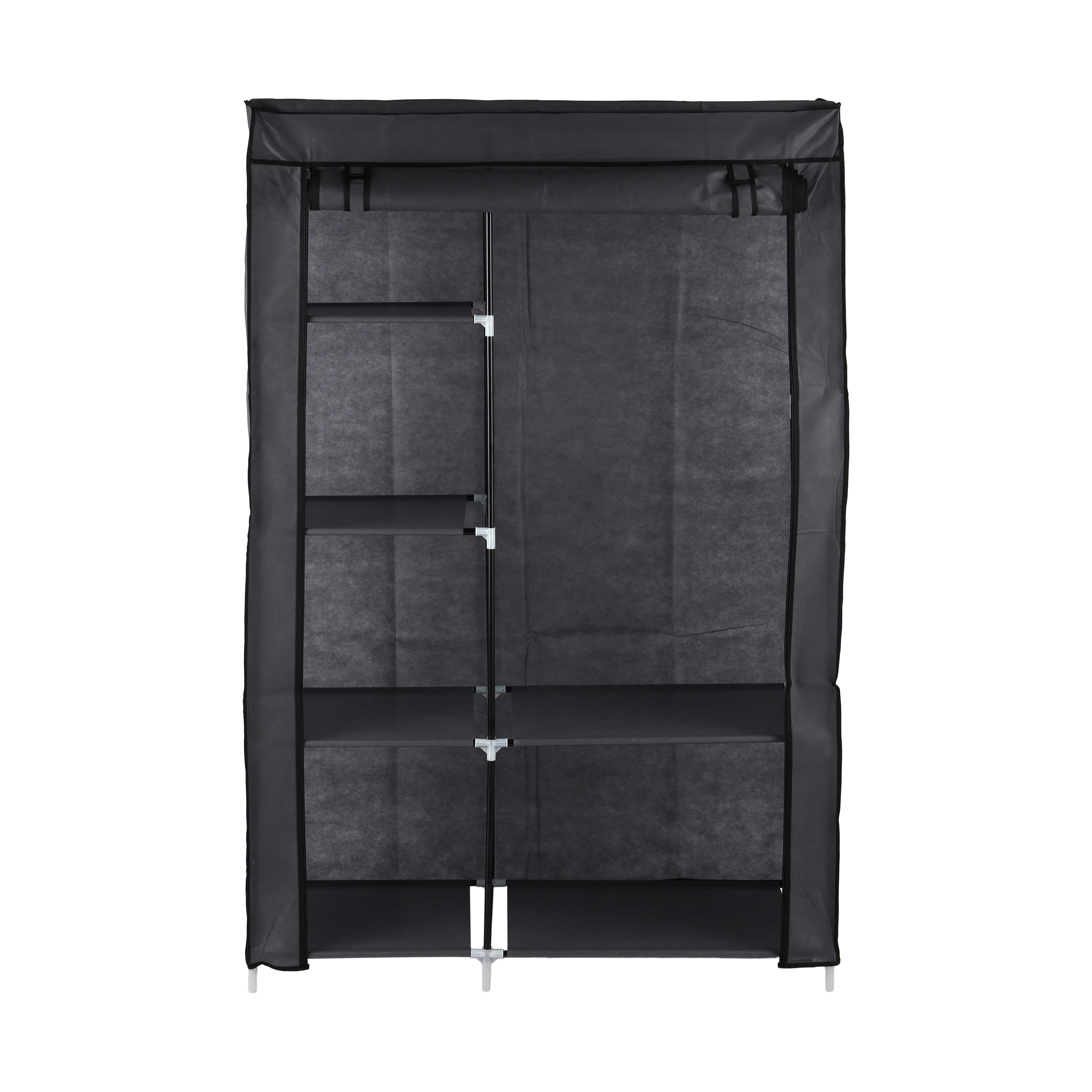 Royalford RF12780 Portable Wardrobe with 6 Shelves | Foldable Fabric Closet with Zipper Cover | Strong Metal Frame | Perfect for Organized Clothes Storage at Home
