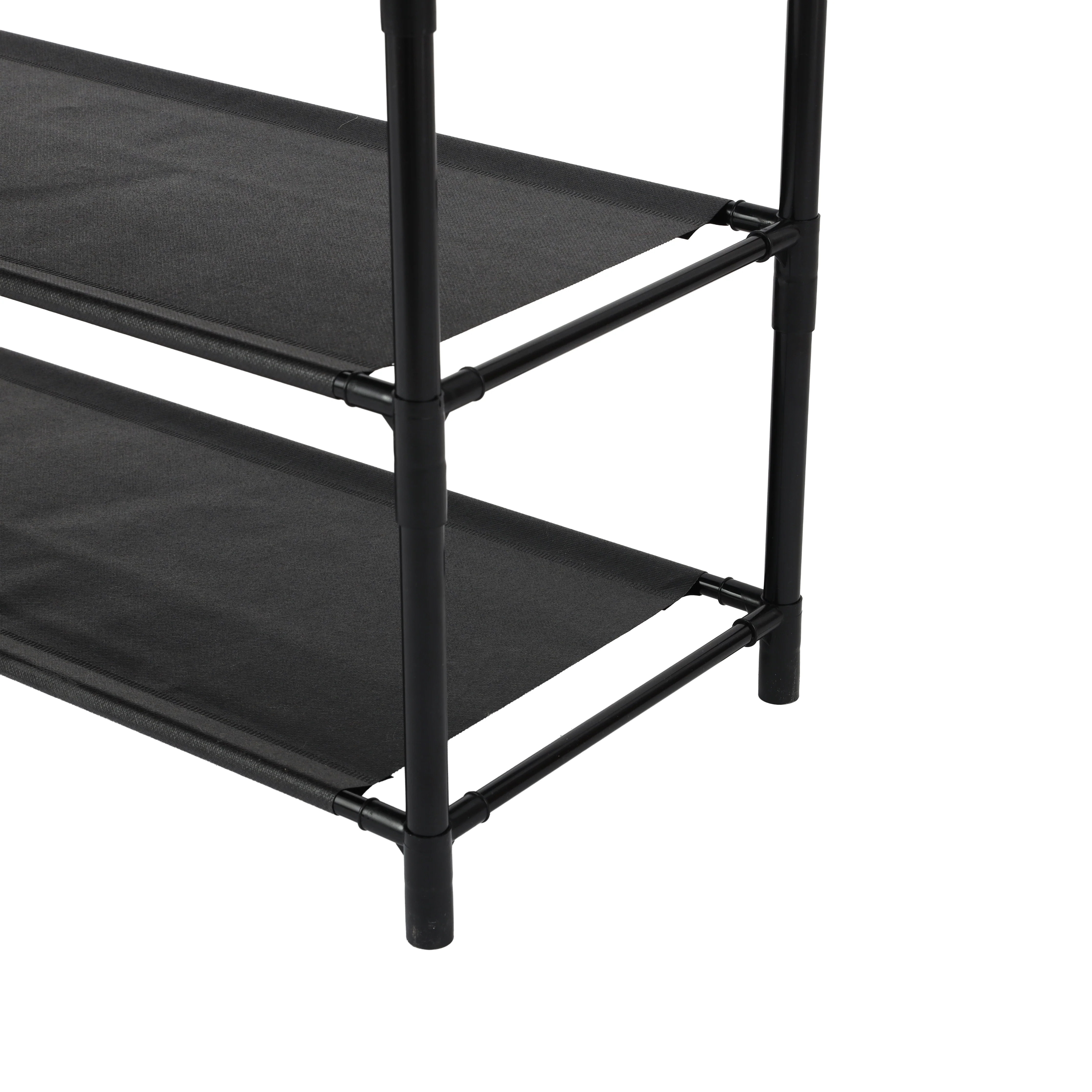 Royalford RF12781 Portable Shoe Rack | 4 Spacious Shelves & 8 Hooks | Floor Standing Multipurpose Organizer | Durable Iron Frame with PP Connectors | Easy To Assembly - Image 4