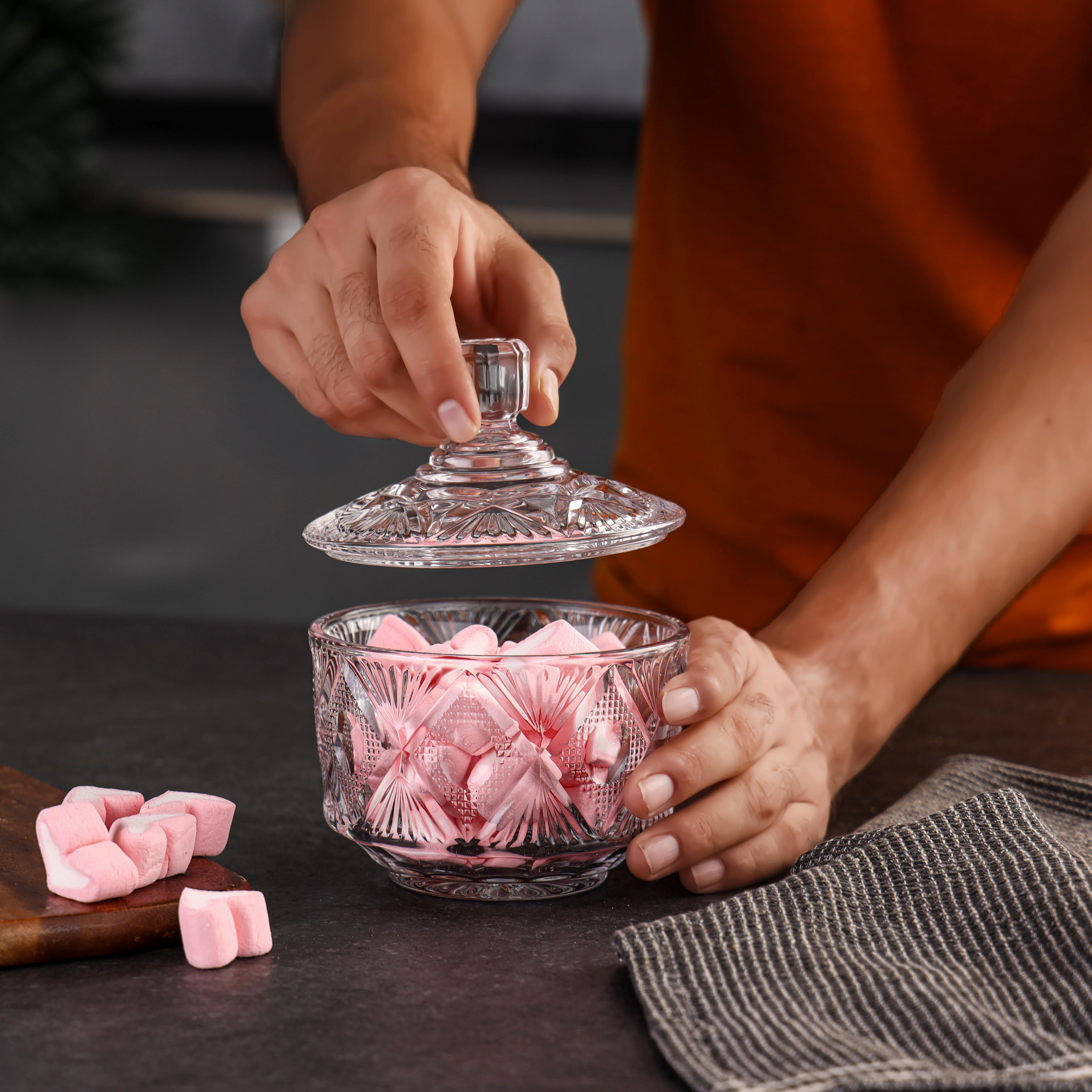 Royalford RF12798 Premium Glass Candy Jar with Lid| made from lead-free soda-lime glass & odor-free| dishwasher safe, ideal for storing candies, dry fruits & snacks| - Image 2