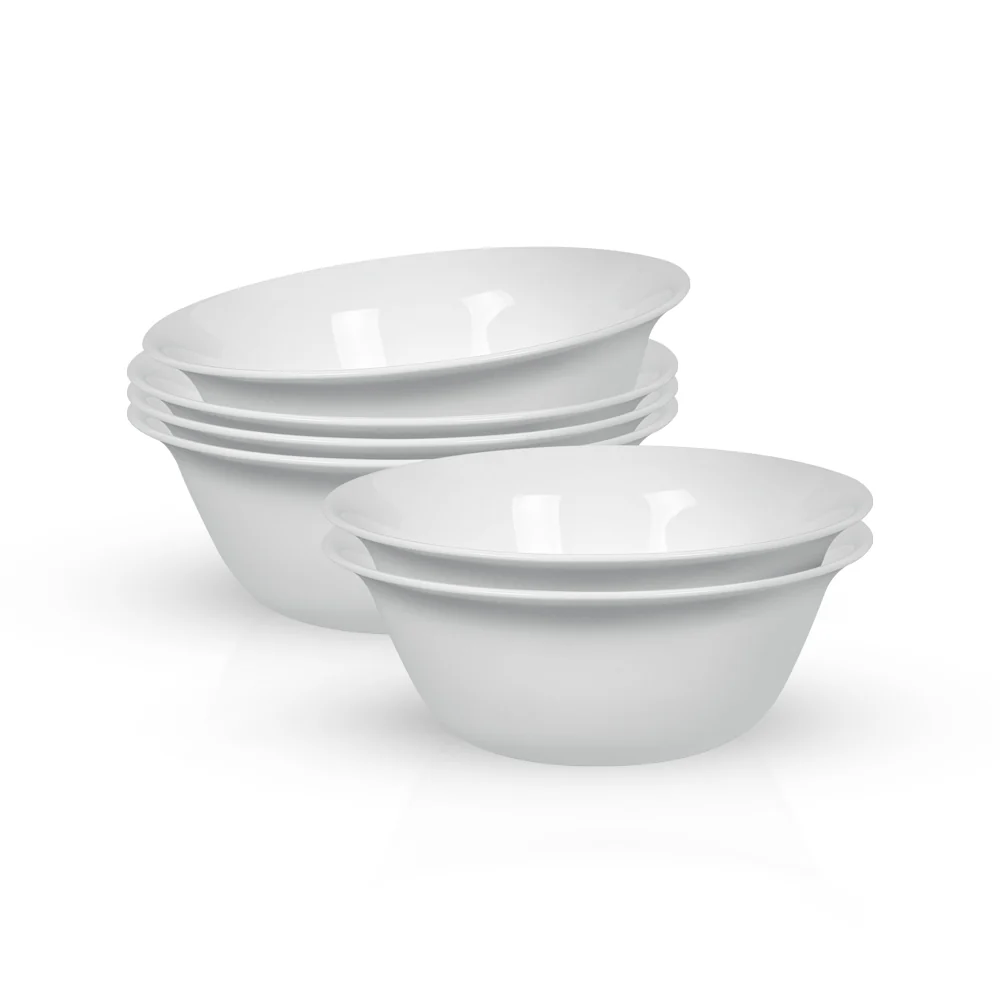 Royalford RF12804 Opalware Serving Bowl Set | 6 Pieces 6 Inch Premium White Food Grade Dinnerware Bowls| Dishwasher Safe | Freezer Safe, Durable & Eco Friendly Bowls