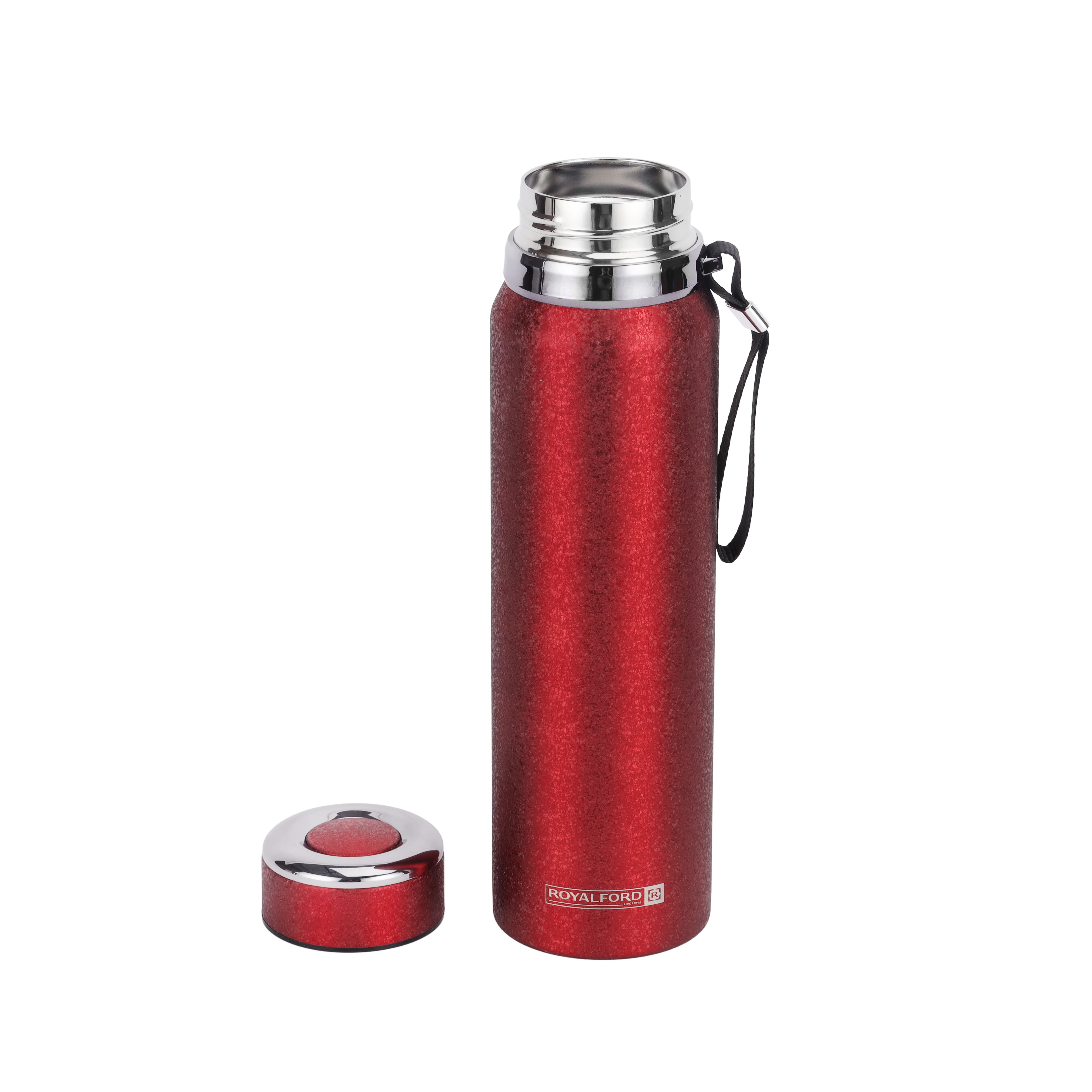 Royalford RF12806 1000ML Stainless Steel Vacuum Bottle |  Double Wall Insulation |  Leak Resistant Lid | Portable Wrist Strap |  Hot & Cold Insulated Travel Flask - Image 2