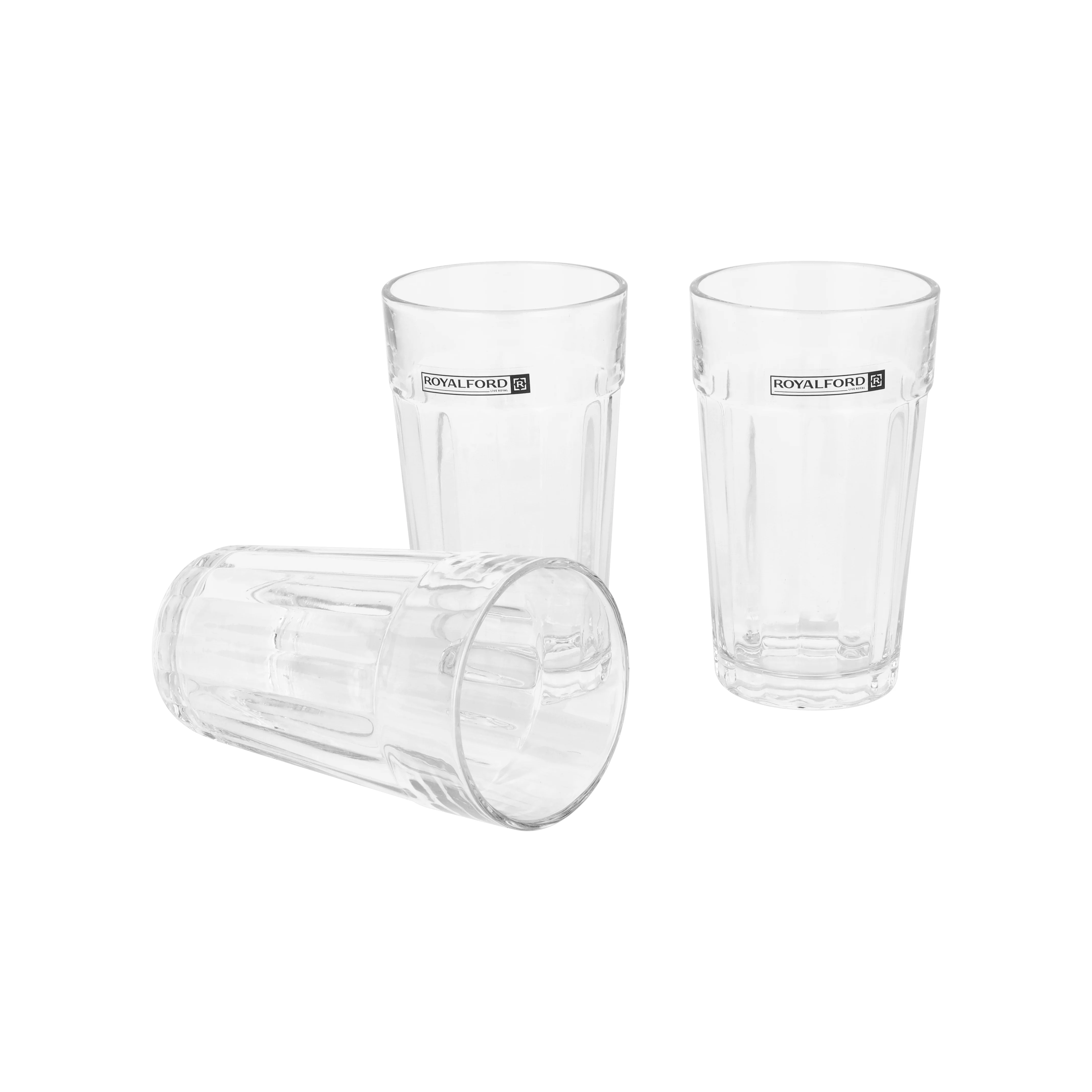 Royalford RF12807 3PC Glass Tumbler Set | 330ml Lead Free Soda Lime Glass | Dishwasher Safe | Durable Water, Juice and Soft Drink Glass Set with Classic Design - Image 3