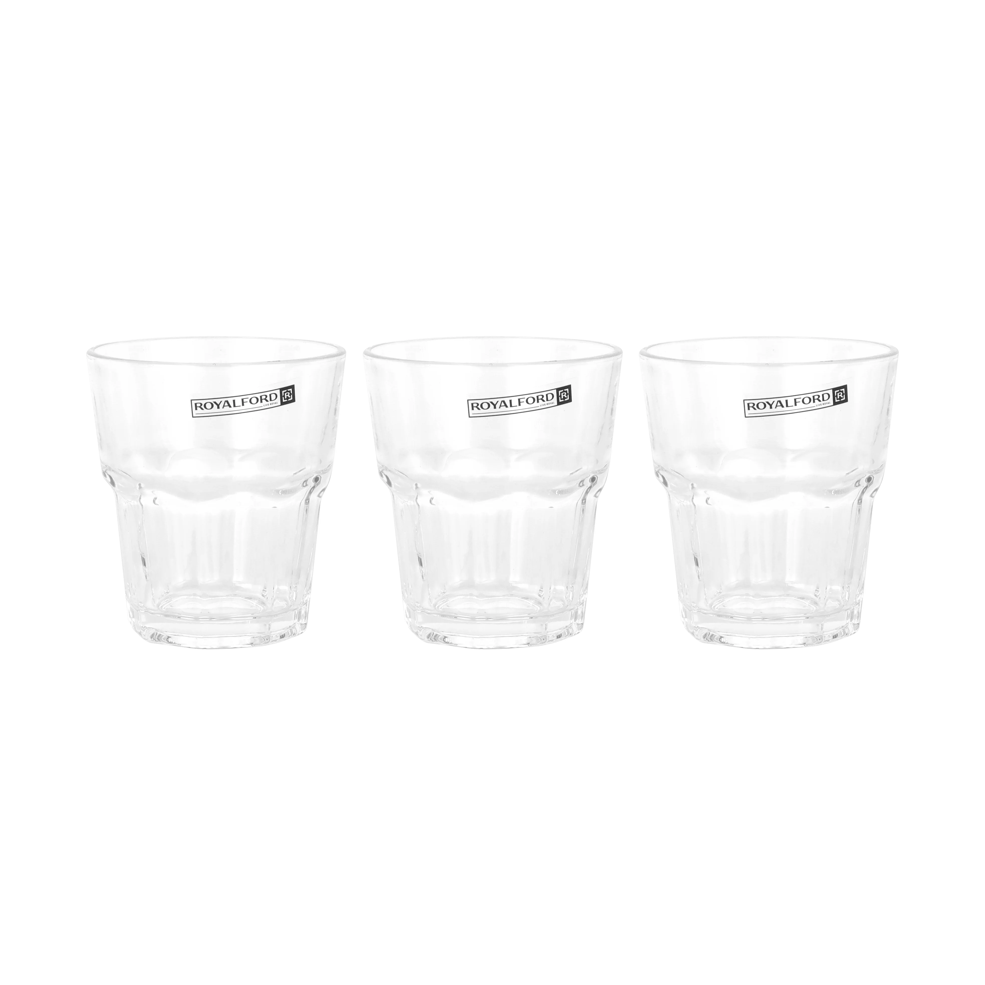 Royalford RF12808 3PC Glass Tumbler Set | 285ml Lead Free Soda Lime Drinking Glasses | Dishwasher Safe Water, Juice & Soft Drink Glass Set with Classic Design - Image 3