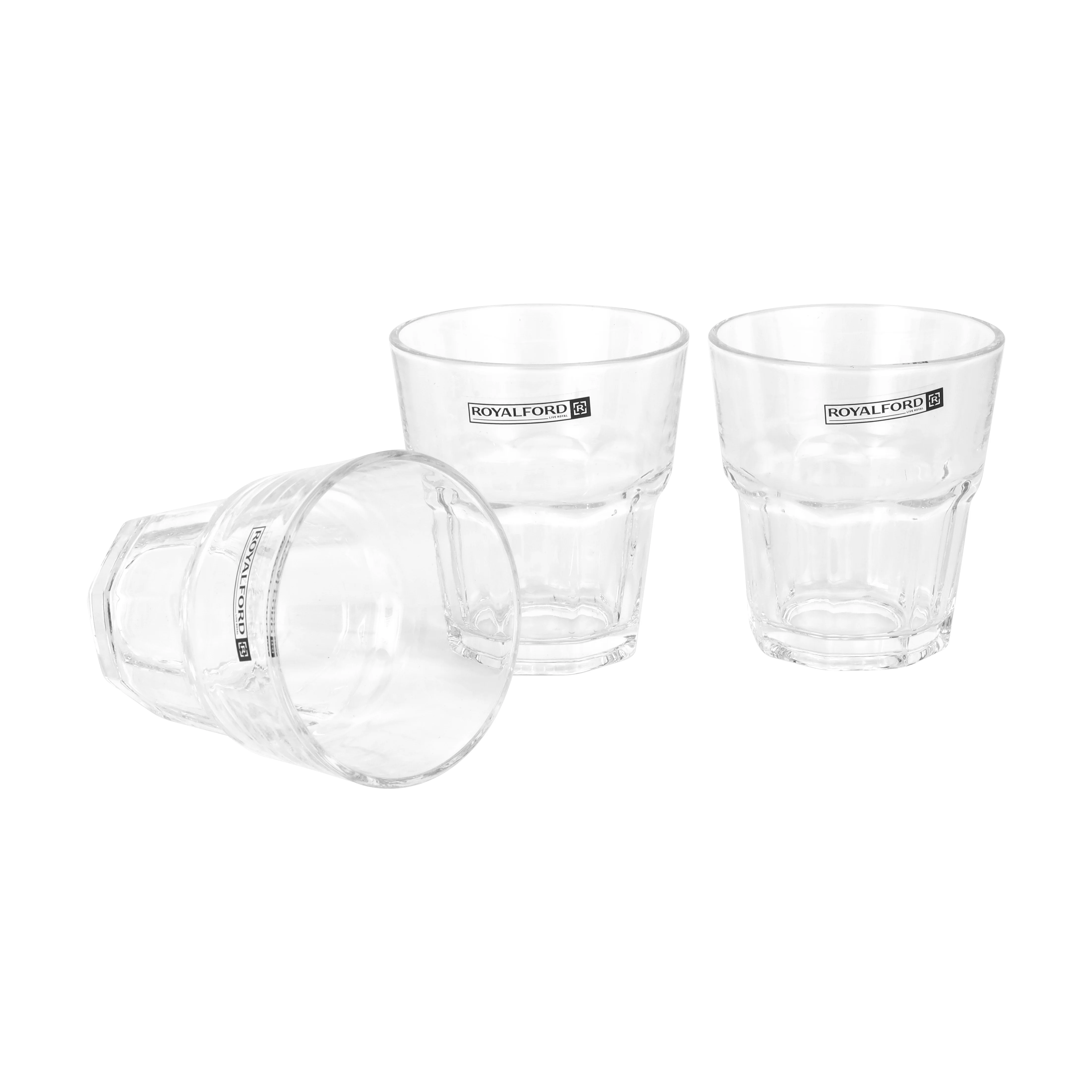 Royalford RF12808 3PC Glass Tumbler Set | 285ml Lead Free Soda Lime Drinking Glasses | Dishwasher Safe Water, Juice & Soft Drink Glass Set with Classic Design - Image 4
