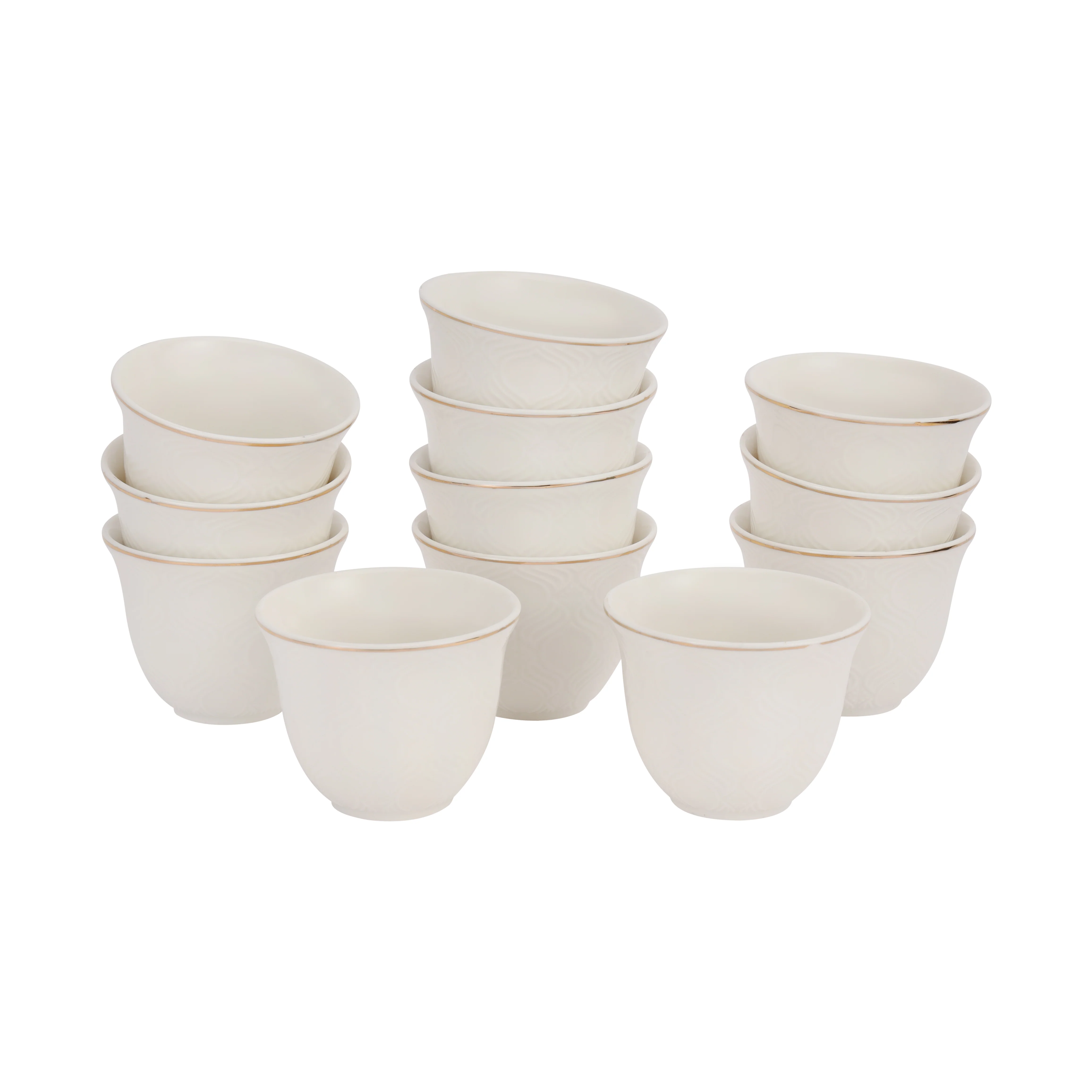 Royalford RF12826 12PC Bone China Cawa Cups 80ML| Premium White Espresso & Arabic Coffee Cups | Lightweight | Chip-Resistant | Microwave, Freezer & Dishwasher Safe - Image 2