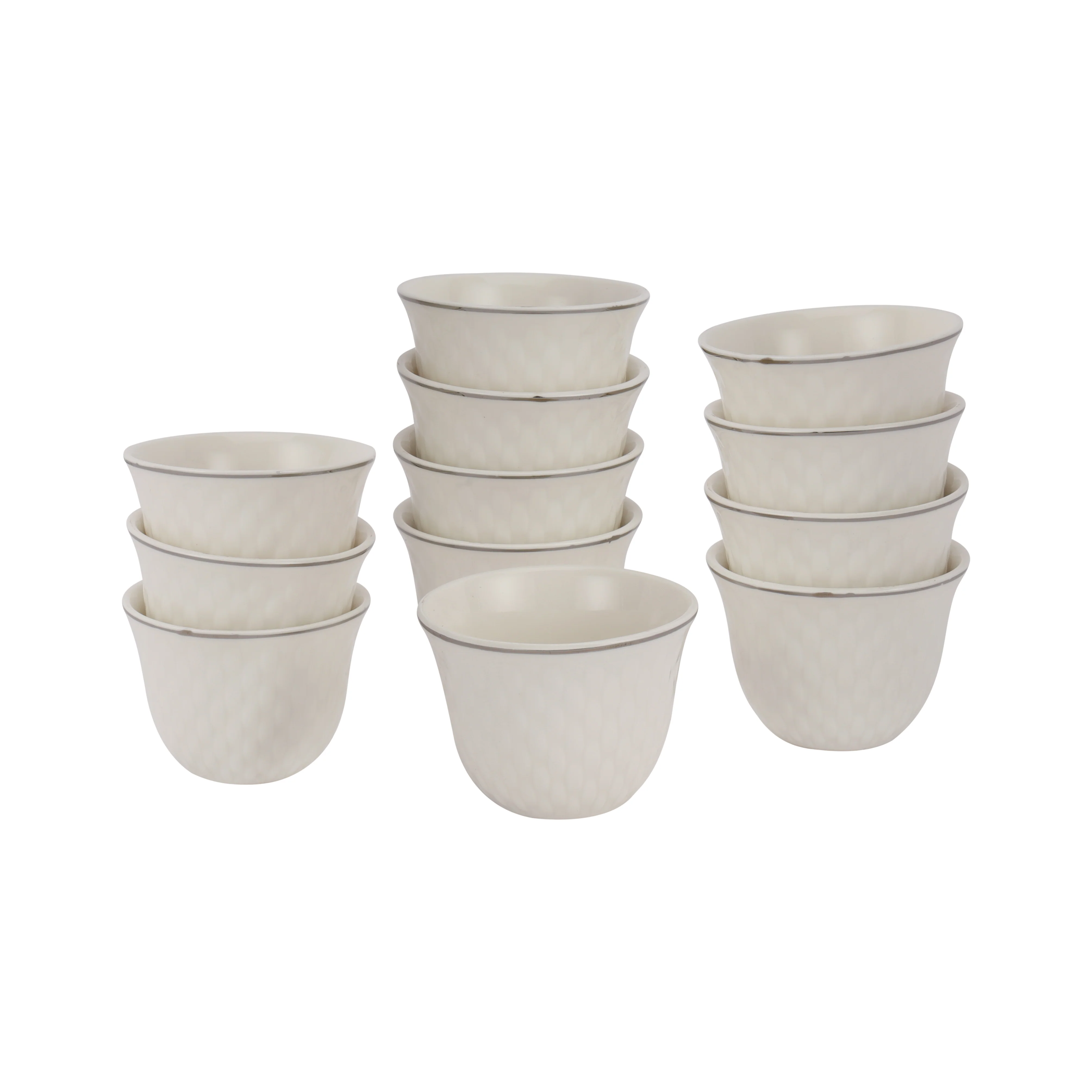 Royalford RF12827 Bone China Cawa Cups 12Pc Set | 80ML White Arabic Coffee & Tea Cups | Lightweight,  Chip Resistant, Microwave, Freezer & Dishwasher Safe Tableware - Image 2