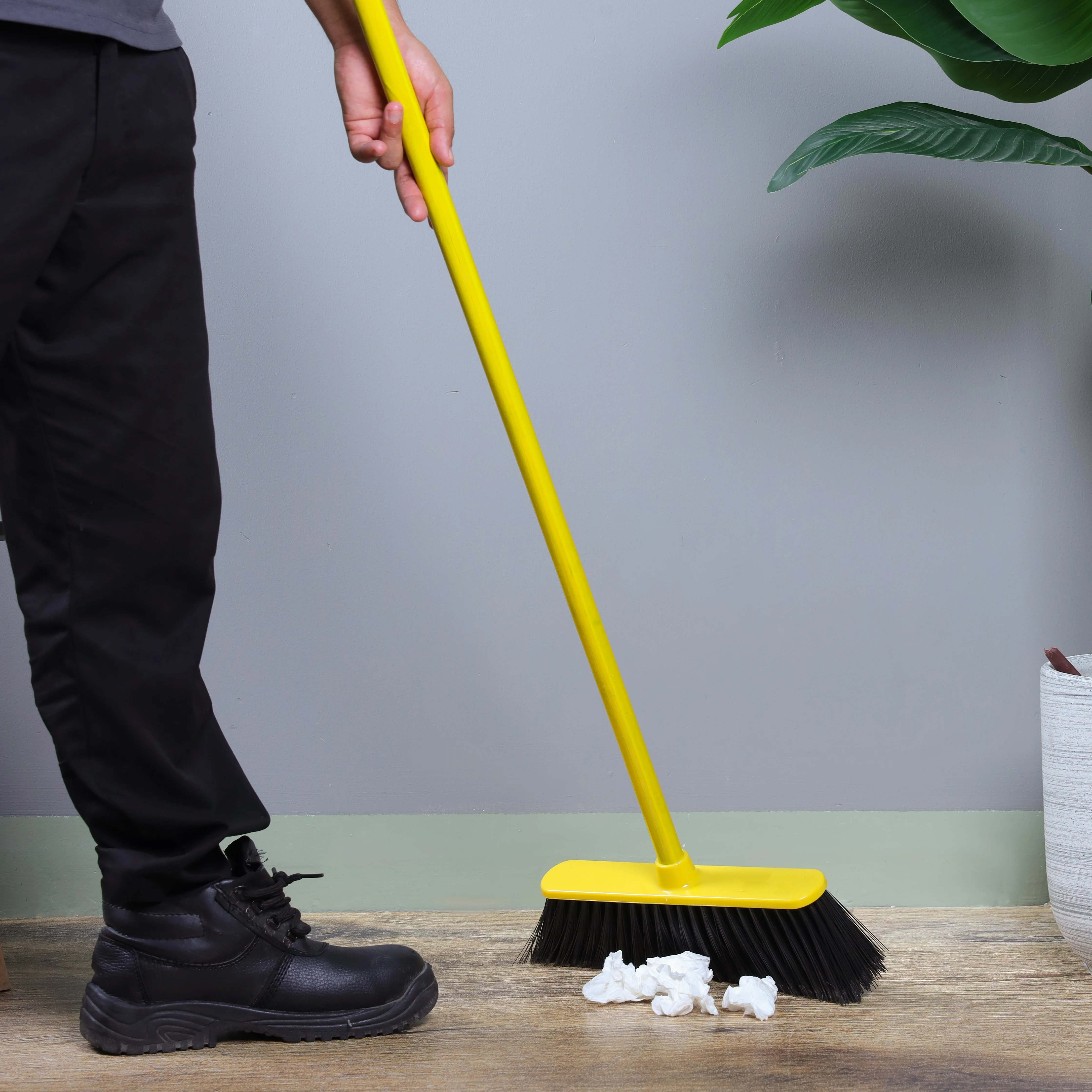 Royalford RF12835 Floor Broom| 29cm wide head, durable PP, PET & wooden handle| ergonomic grip, lightweight, ideal for floors, walls, ceilings & cobweb cleaning| - Image 2