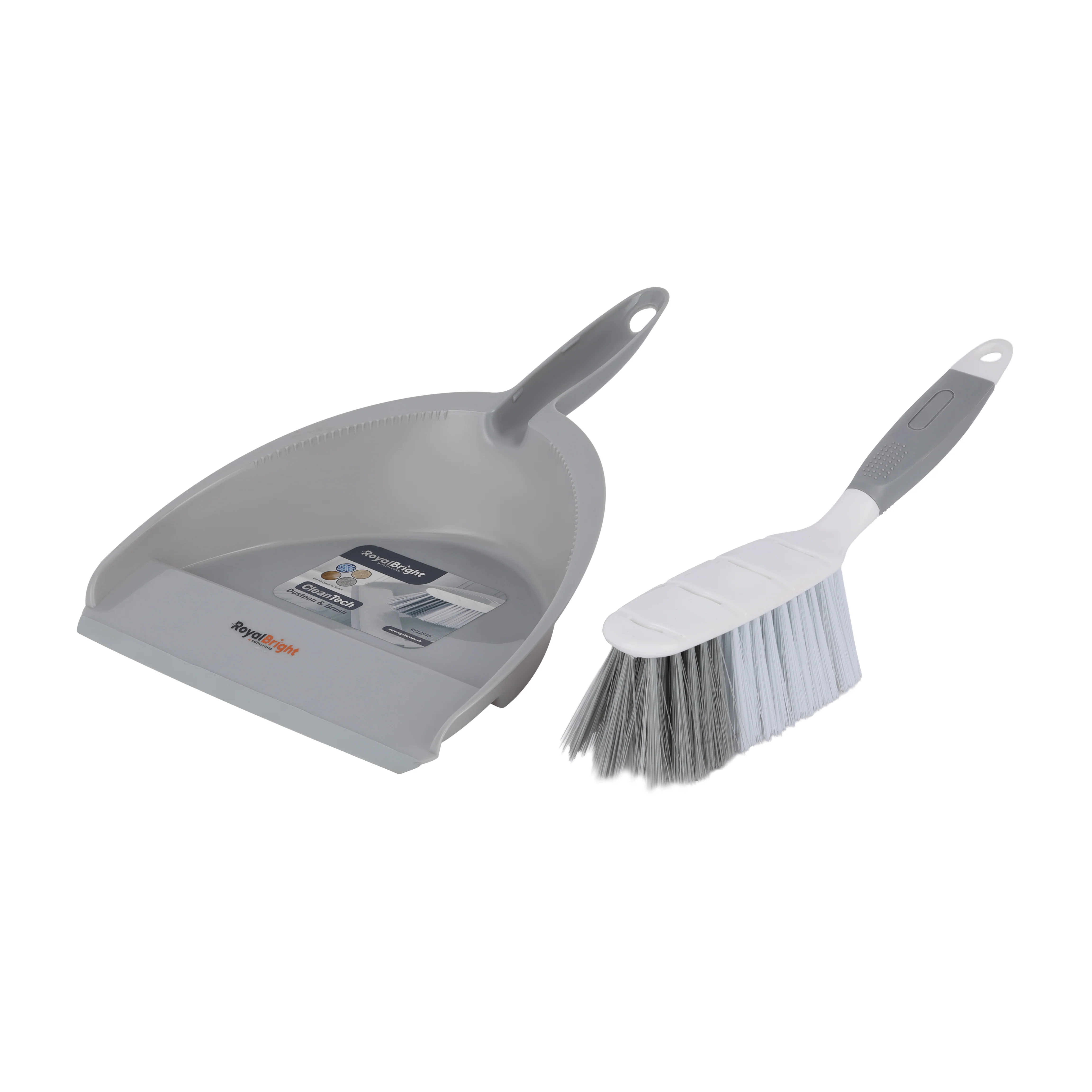 Royalford RF12840 CleanTech Dustpan and Brush Set | 23cm Durable Hand Broom | Plastic Dust Pan| Ergonomic Handle | Household Cleaning Tool for Kitchen, Office & Home