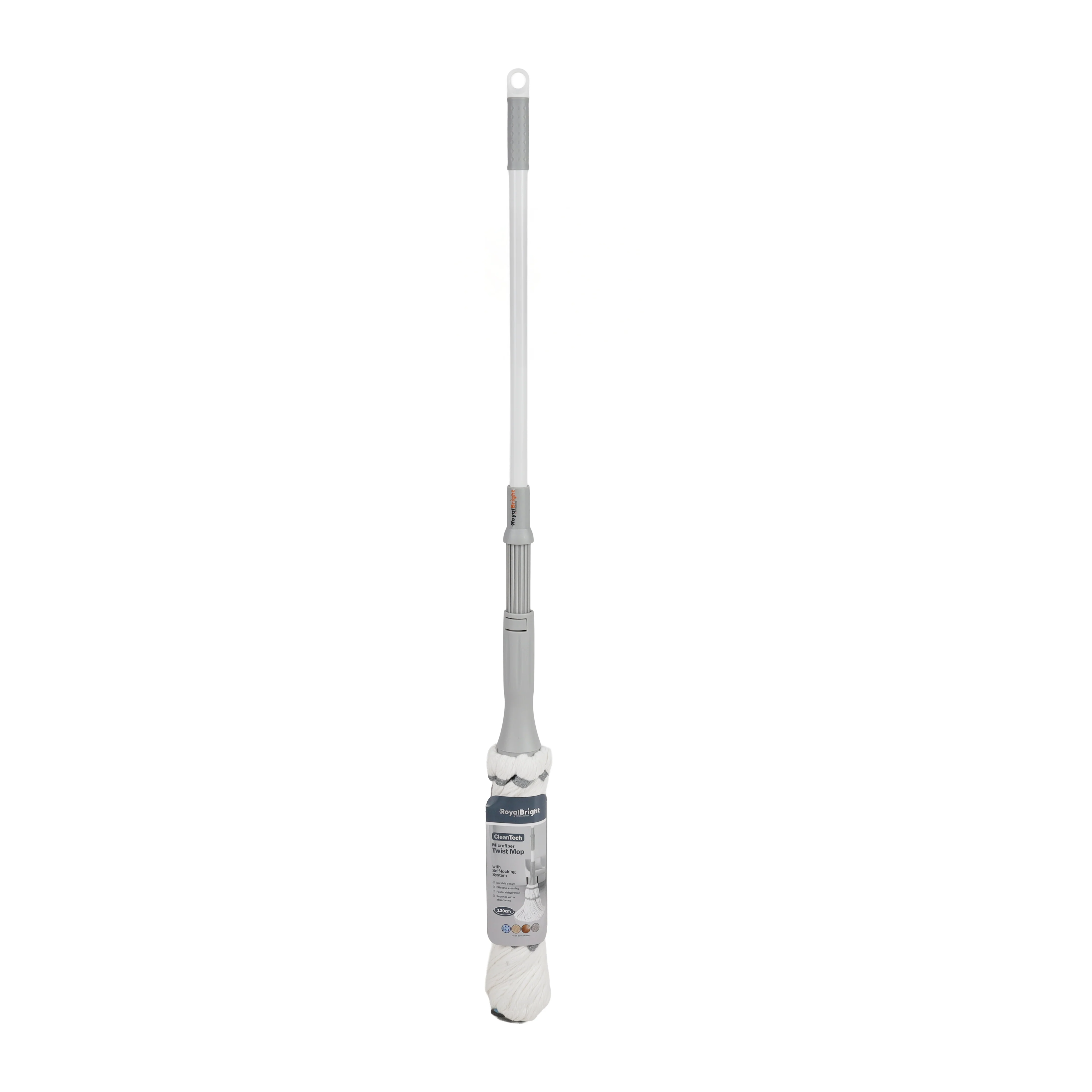 Royalford RF12847 CleanTech Microfiber Twist Mop | Self-Locking Wringing System | 130cm Long Handle | Super Absorbent | Fast Dry Floor Cleaning Mop for Home & Office - Image 2