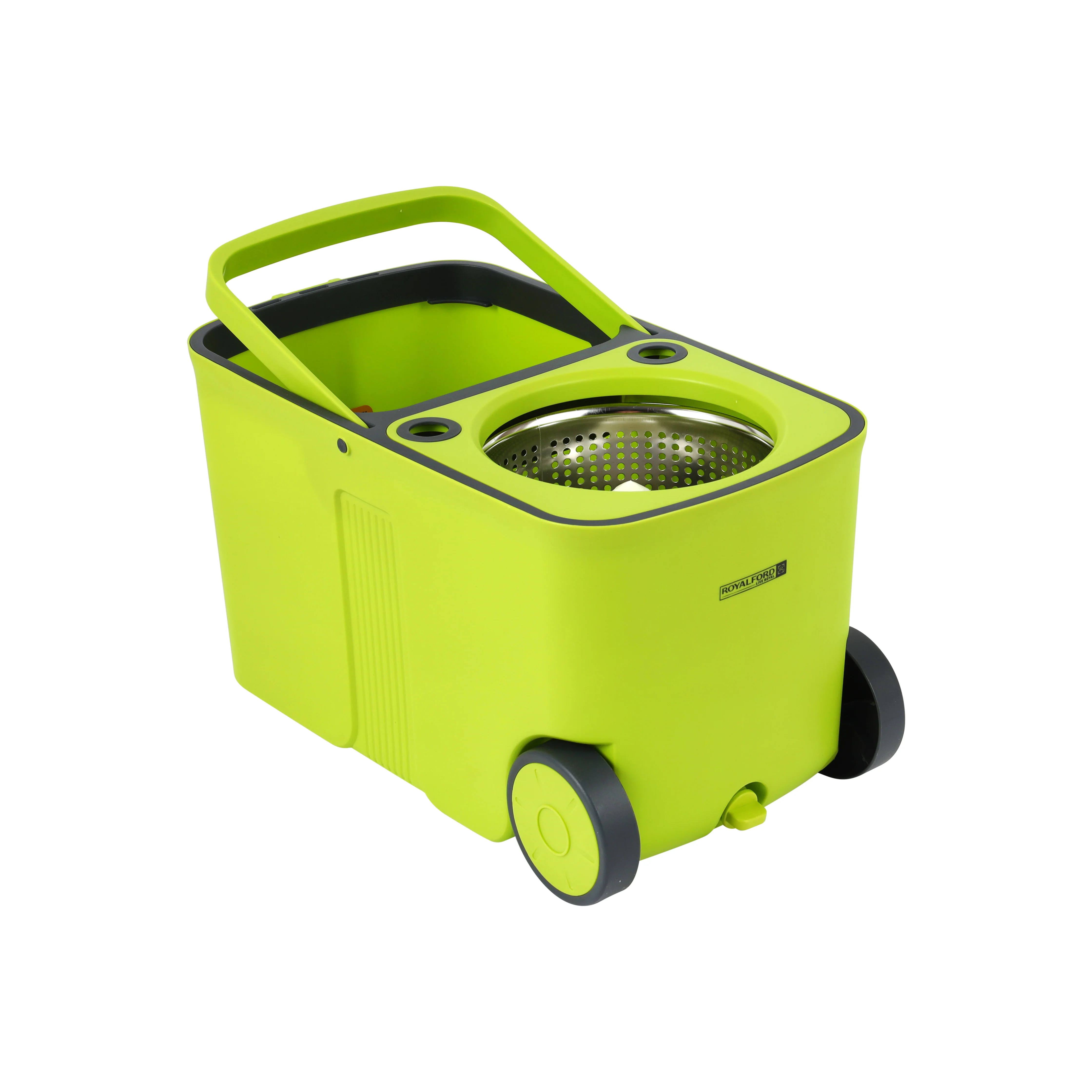 RoyalFord RF12883 CleanMax Spin Easy Mop with 26L bucket | 360° rotating microfiber mop, hands-free spin system, wheels, & durable stainless steel handle for cleaning. - Image 3