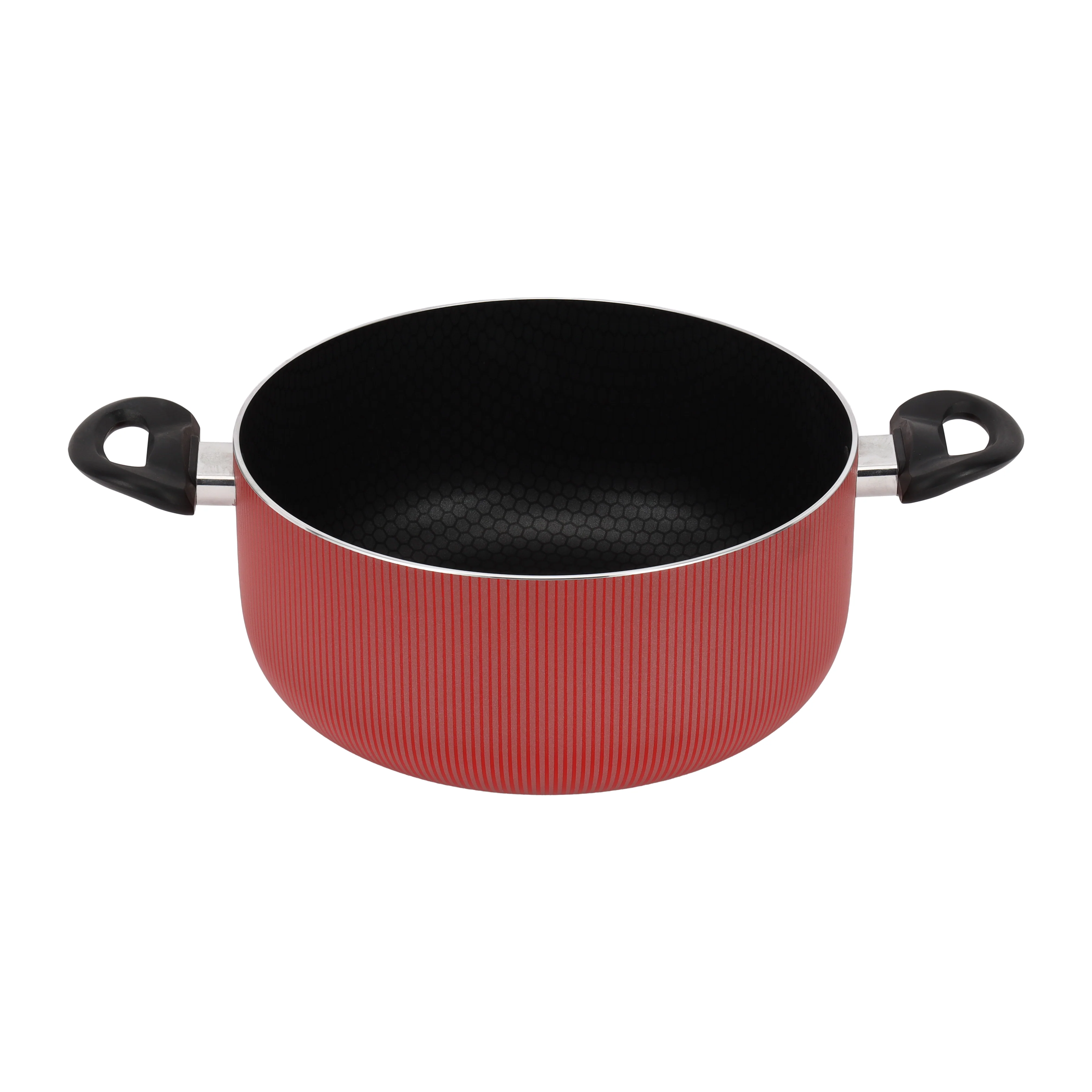 Royalford RF12888 22cm Scarlet Honeycomb Casserole with Lid| Premium Non-Stick Cooking Pot |Tempered Glass Lid| Ergonomic Heat-Resistant Handles for Effortless Cooking - Image 3