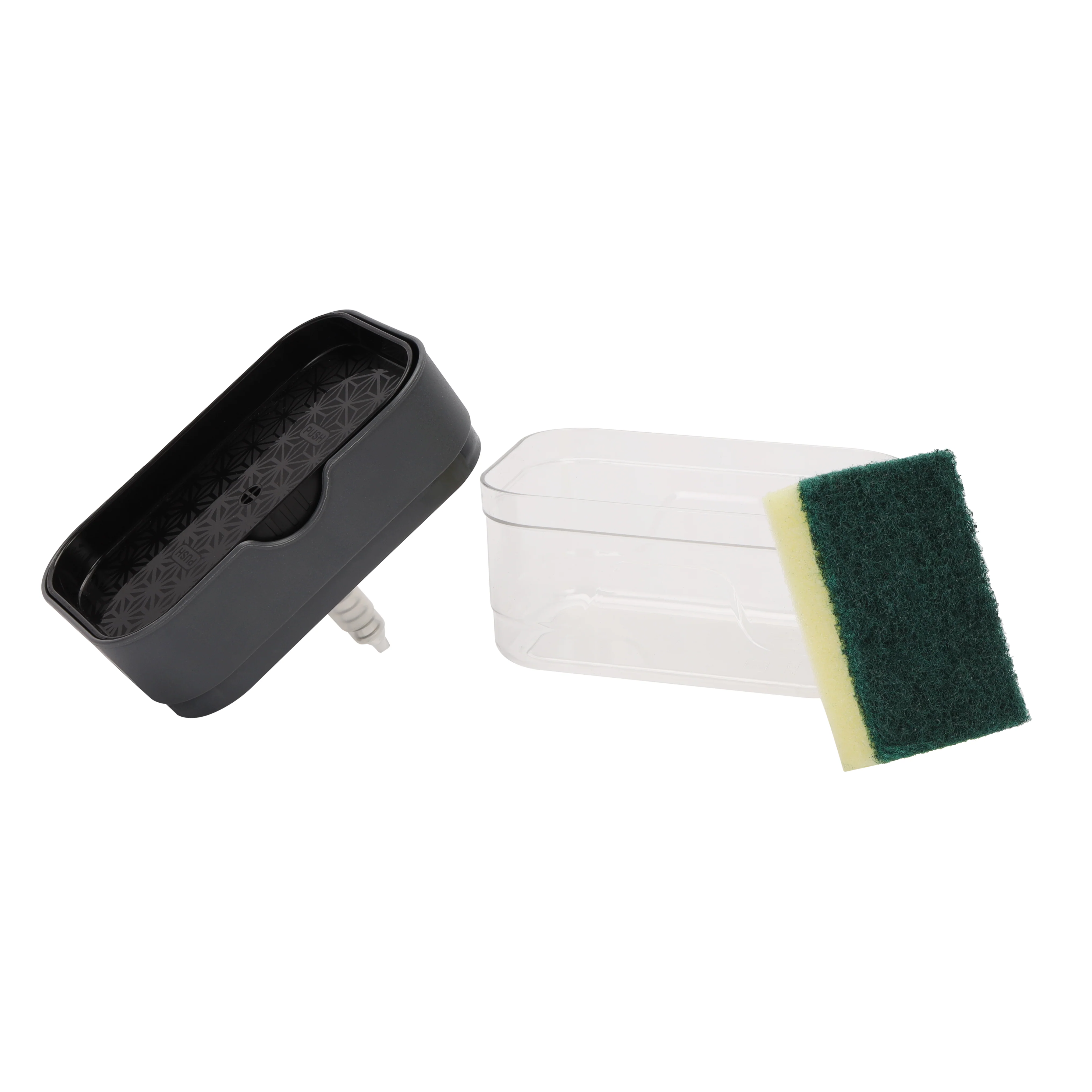 Royalford RF12898 Soap Dispenser with Sponge Holder | 2 in 1 Kitchen Liquid Soap Pump Dispenser with Sponge | Easy Press | Refillable Transparent Body Sink Organizer - Image 4