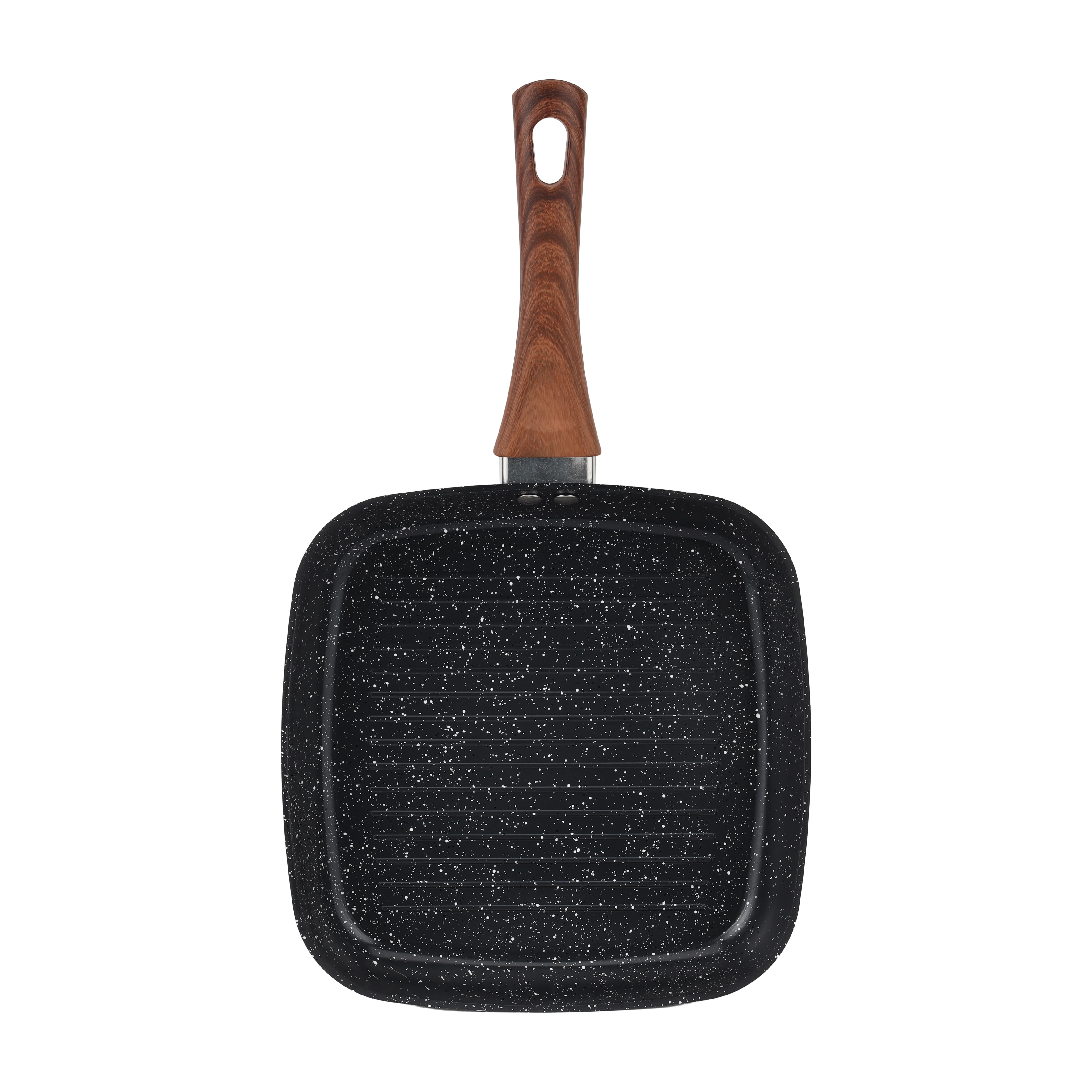 Royalford RF12955 24cm Non-Stick Grill Pan | 5-Layer Ceramic Coating| Aluminium Alloy Body| Induction Compatible | Heat-Resistant Exterior & Wood-Finish Bakelite Handle - Image 2