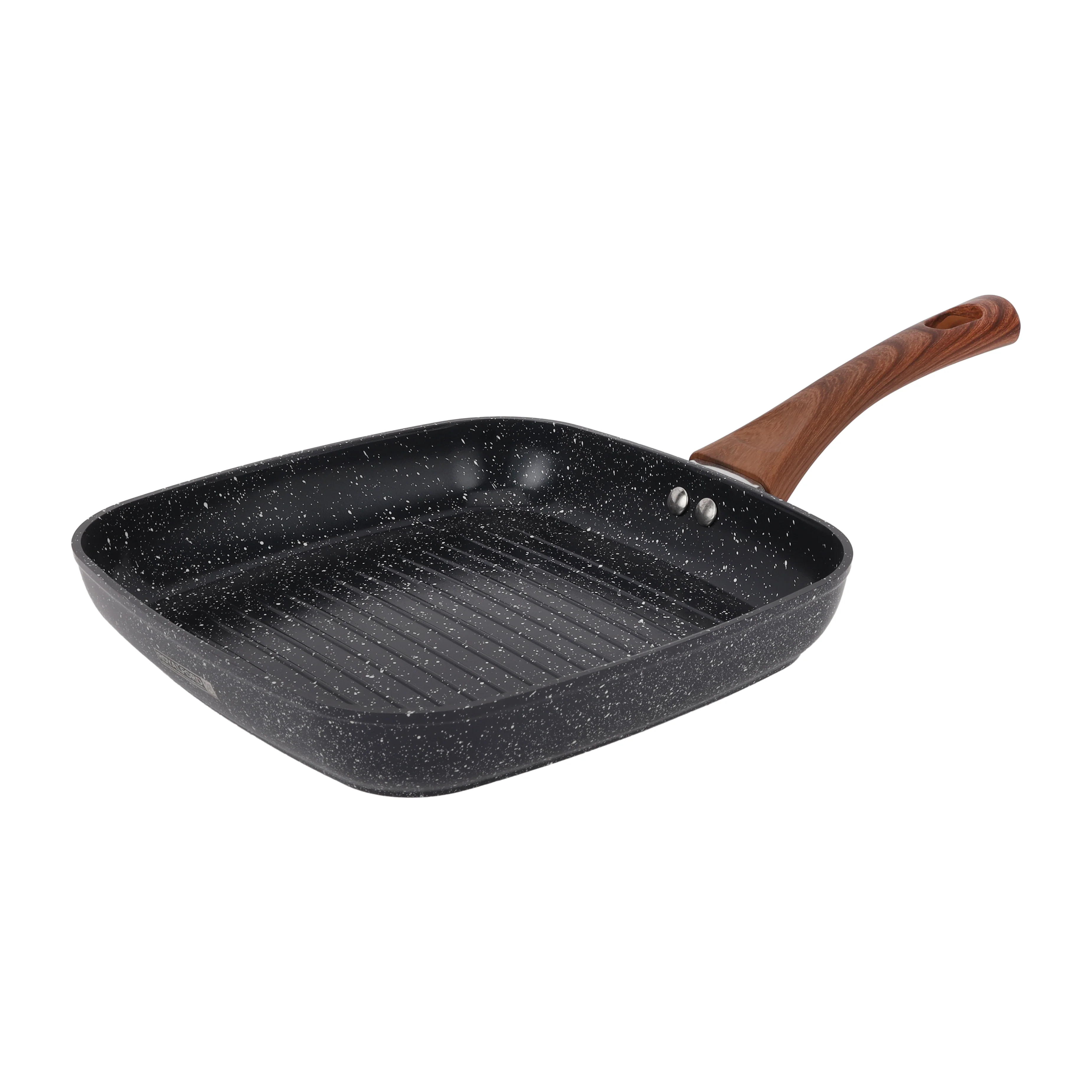 Royalford RF12955 24cm Non-Stick Grill Pan | 5-Layer Ceramic Coating| Aluminium Alloy Body| Induction Compatible | Heat-Resistant Exterior & Wood-Finish Bakelite Handle - Image 3