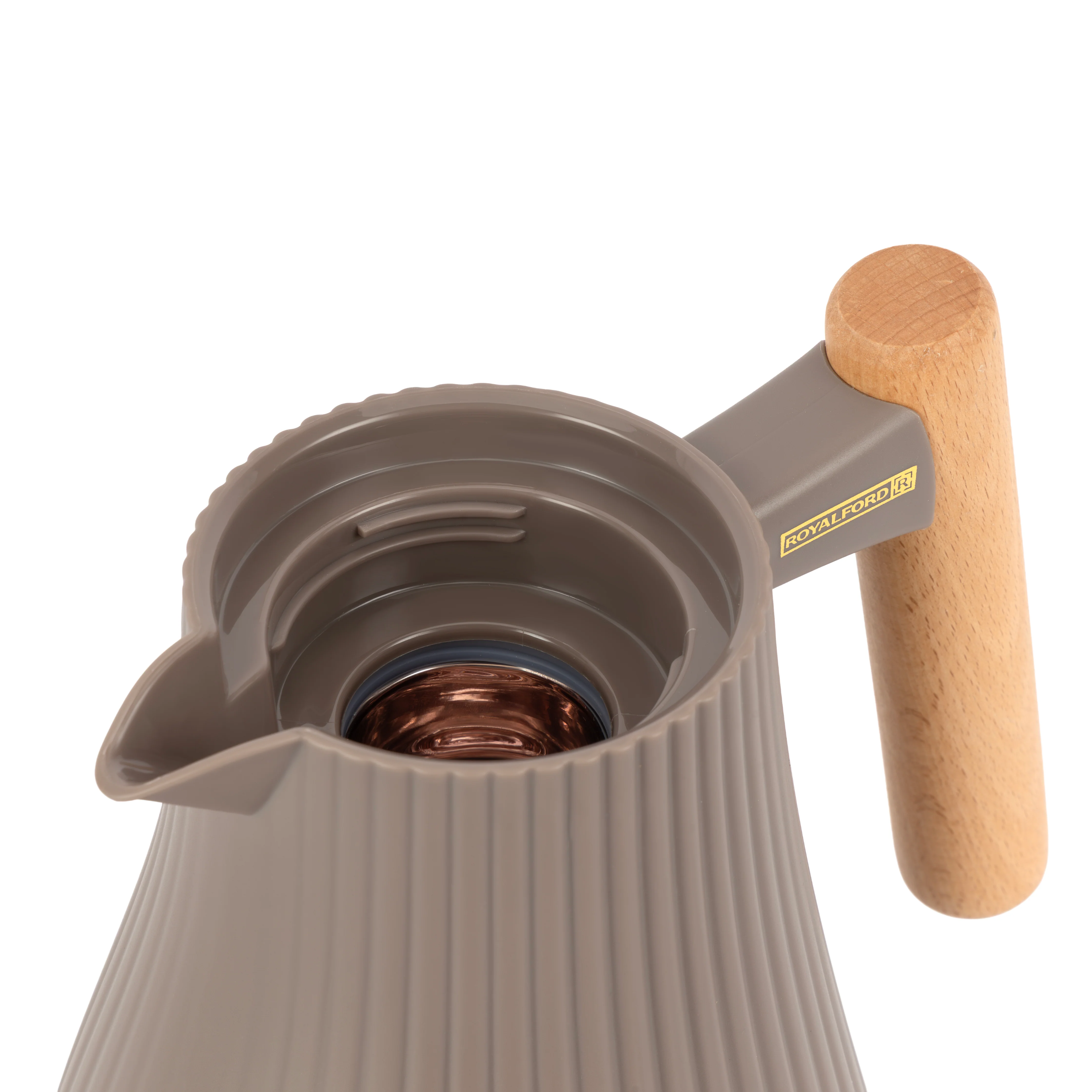 Royalford RF12970 1000ml Insula Vacuum Flask | Wooden Handle| Pink Glass Inner| 20 Hours Hot & 24 Hours Cold| BPA Free| Leak Resistant| Durable PP Body| 33.5oz Capacity - Image 5