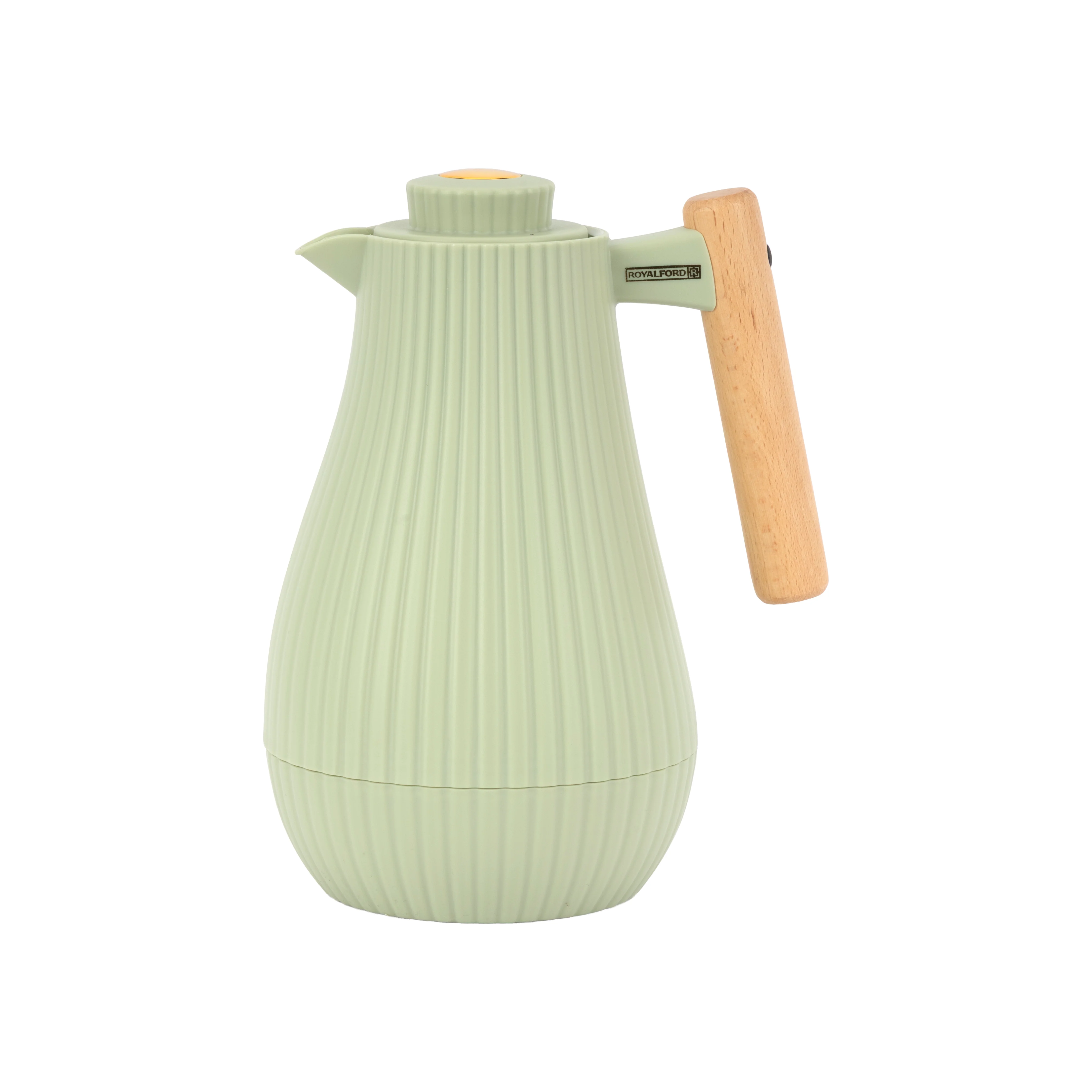 Royalford RF12971 1000ml Insula Vacuum Flask Green | Wooden Handle | Pink Glass Inner | 20 Hours Hot & 24 Hours Cold | BPA Free | Leak Resistant | Durable PP Body - Image 3