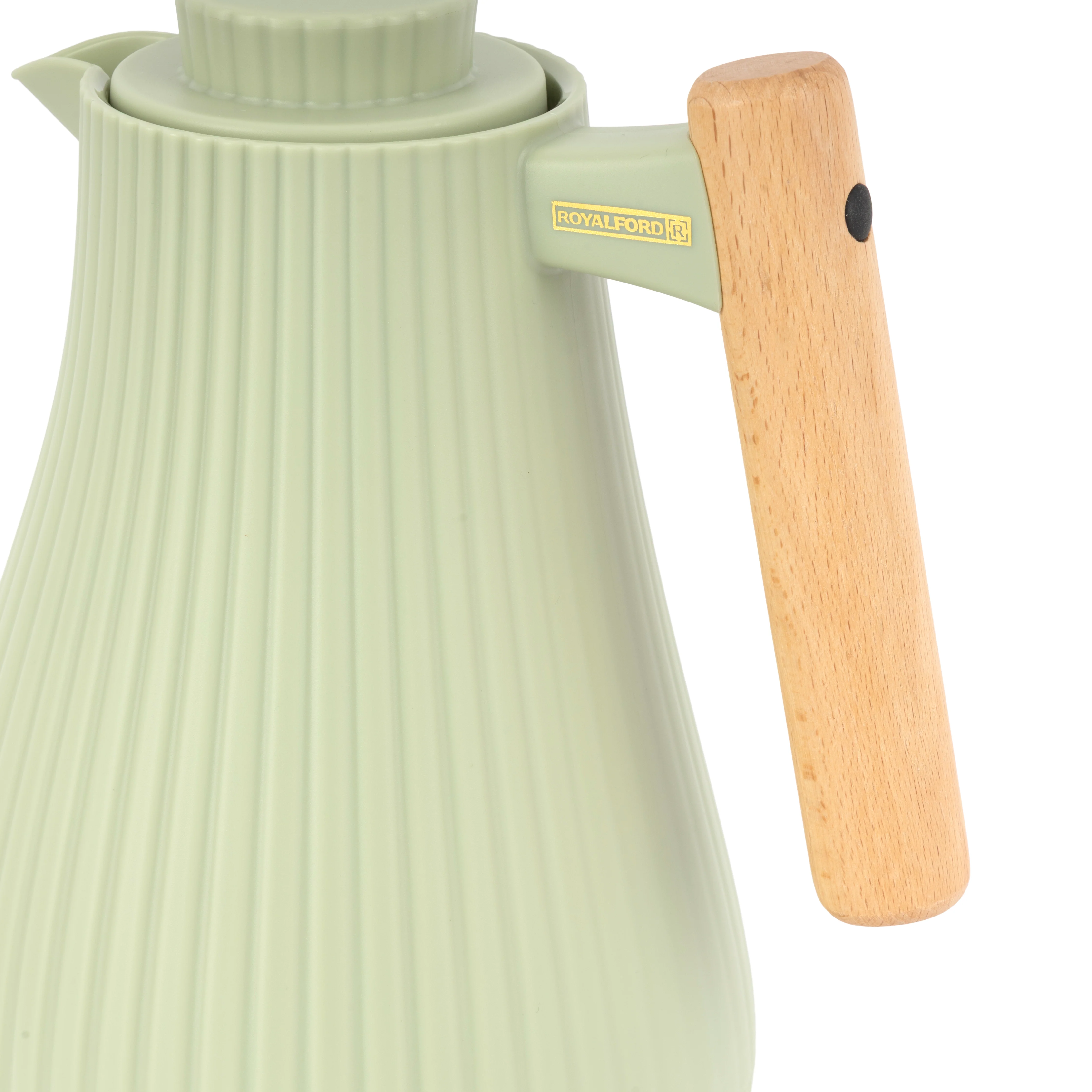 Royalford RF12971 1000ml Insula Vacuum Flask Green | Wooden Handle | Pink Glass Inner | 20 Hours Hot & 24 Hours Cold | BPA Free | Leak Resistant | Durable PP Body - Image 4