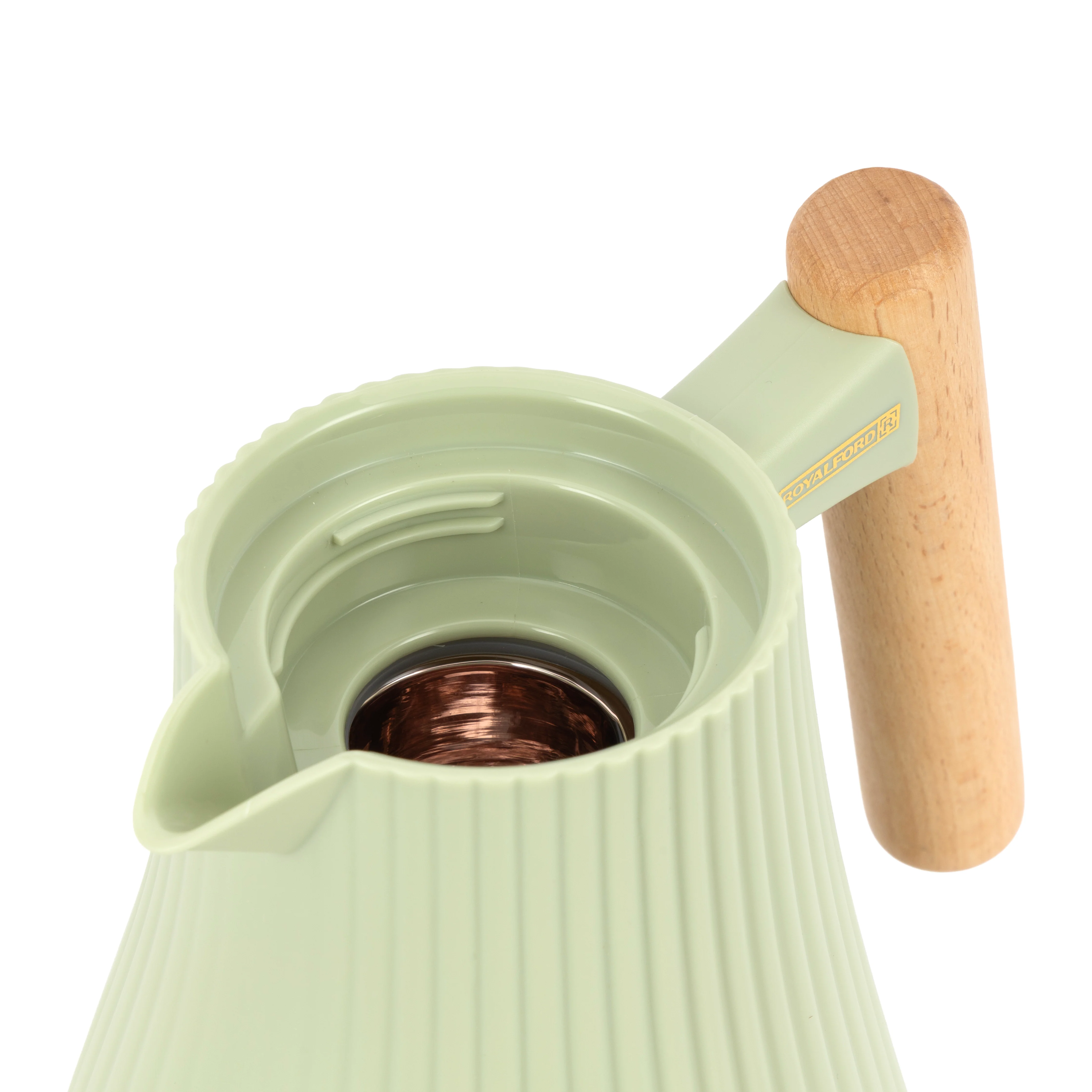 Royalford RF12971 1000ml Insula Vacuum Flask Green | Wooden Handle | Pink Glass Inner | 20 Hours Hot & 24 Hours Cold | BPA Free | Leak Resistant | Durable PP Body - Image 5