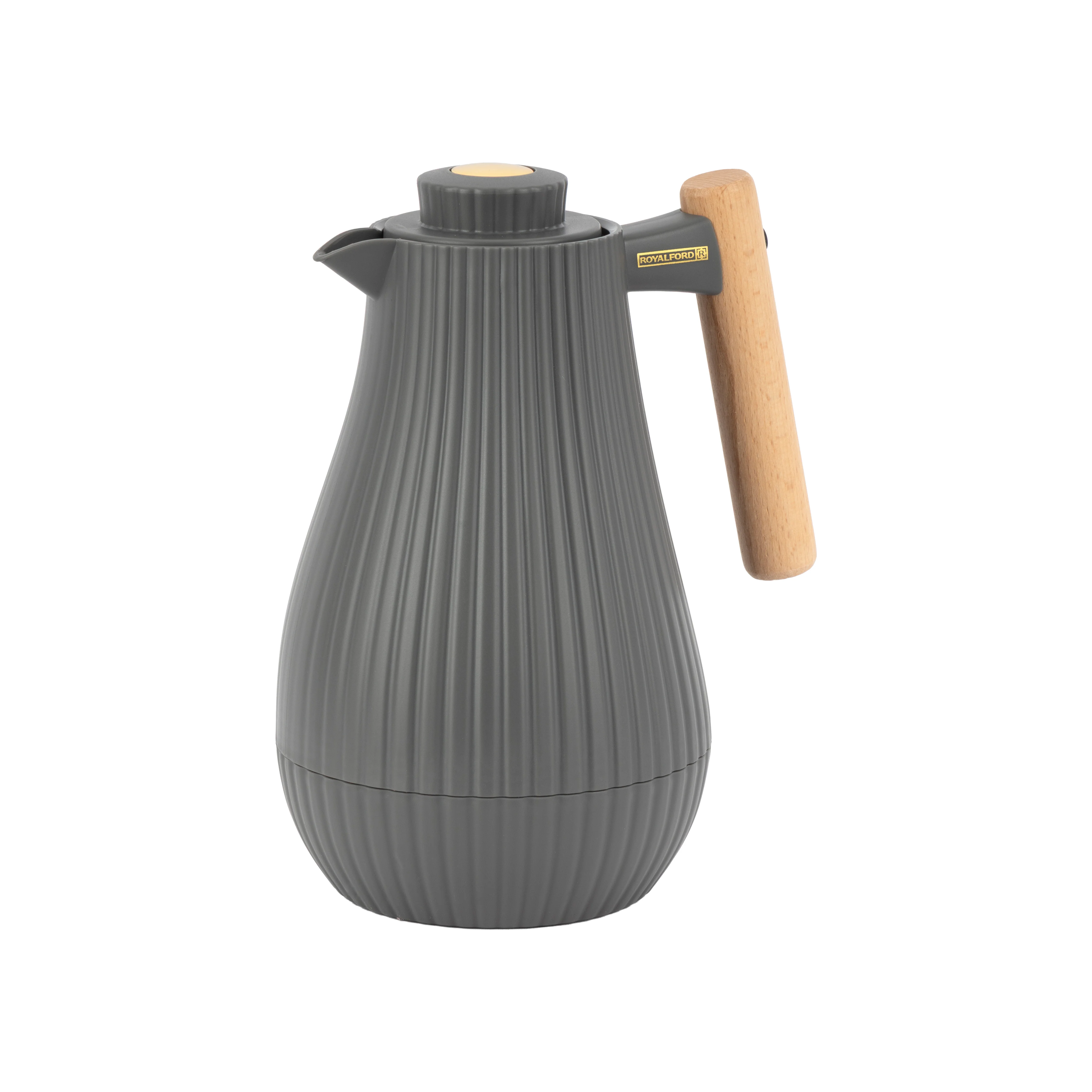 Royalford RF12972 1000ml Insula Vacuum Flask | Wooden Handle | Pink Glass Inner | 20 Hours Hot and 24 Hours Cold | BPA Free | Leak Resistant | Durable PP Body
