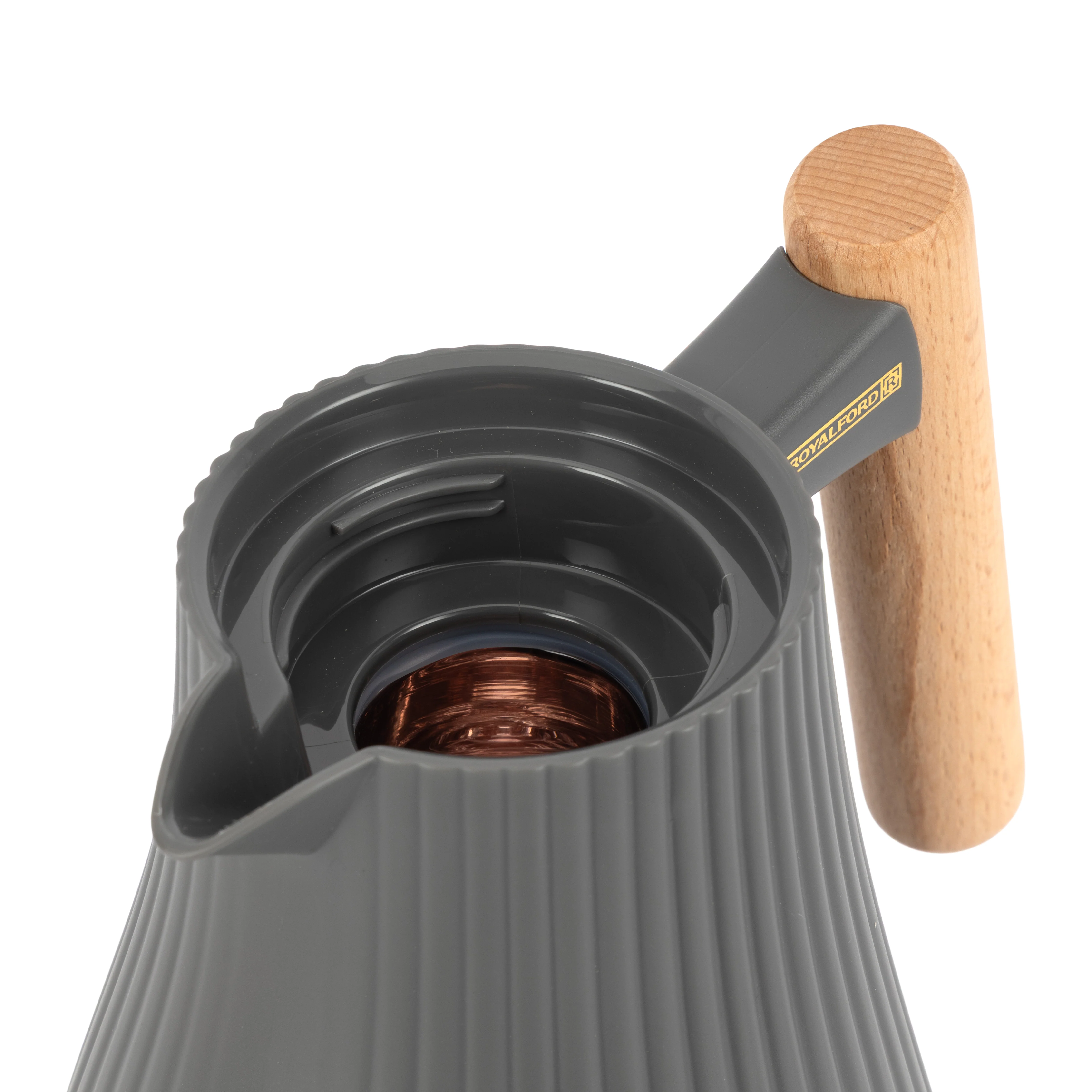 Royalford RF12972 1000ml Insula Vacuum Flask | Wooden Handle | Pink Glass Inner | 20 Hours Hot and 24 Hours Cold | BPA Free | Leak Resistant | Durable PP Body - Image 5