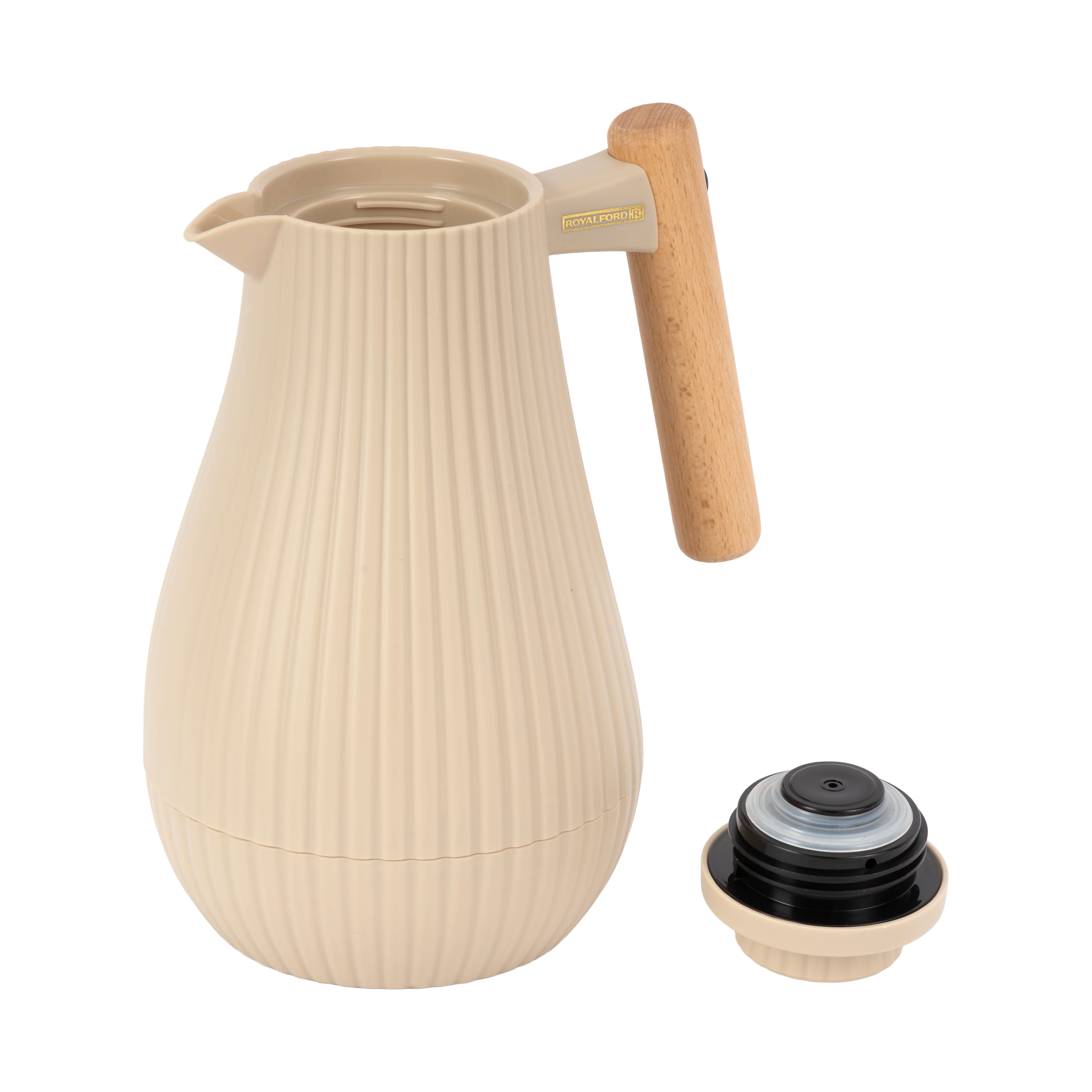 Royalford RF12973 1000ml Insula Vacuum Flask with Wooden Handle | Pink Glass Inner | 20 Hours Hot & 24 Hours Cold | BPA Free | Leak Resistant Design | Durable PP Body - Image 3