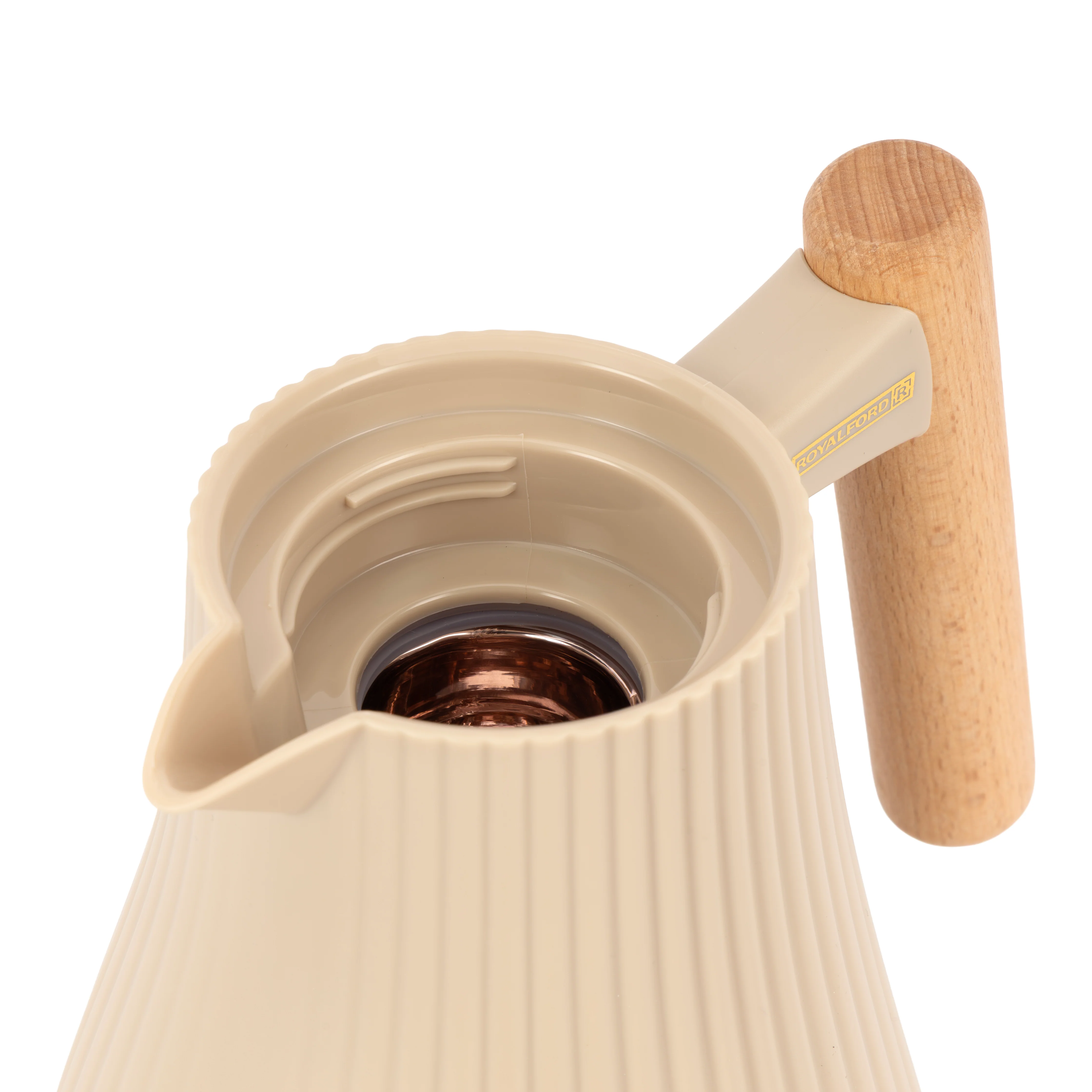 Royalford RF12973 1000ml Insula Vacuum Flask with Wooden Handle | Pink Glass Inner | 20 Hours Hot & 24 Hours Cold | BPA Free | Leak Resistant Design | Durable PP Body - Image 5