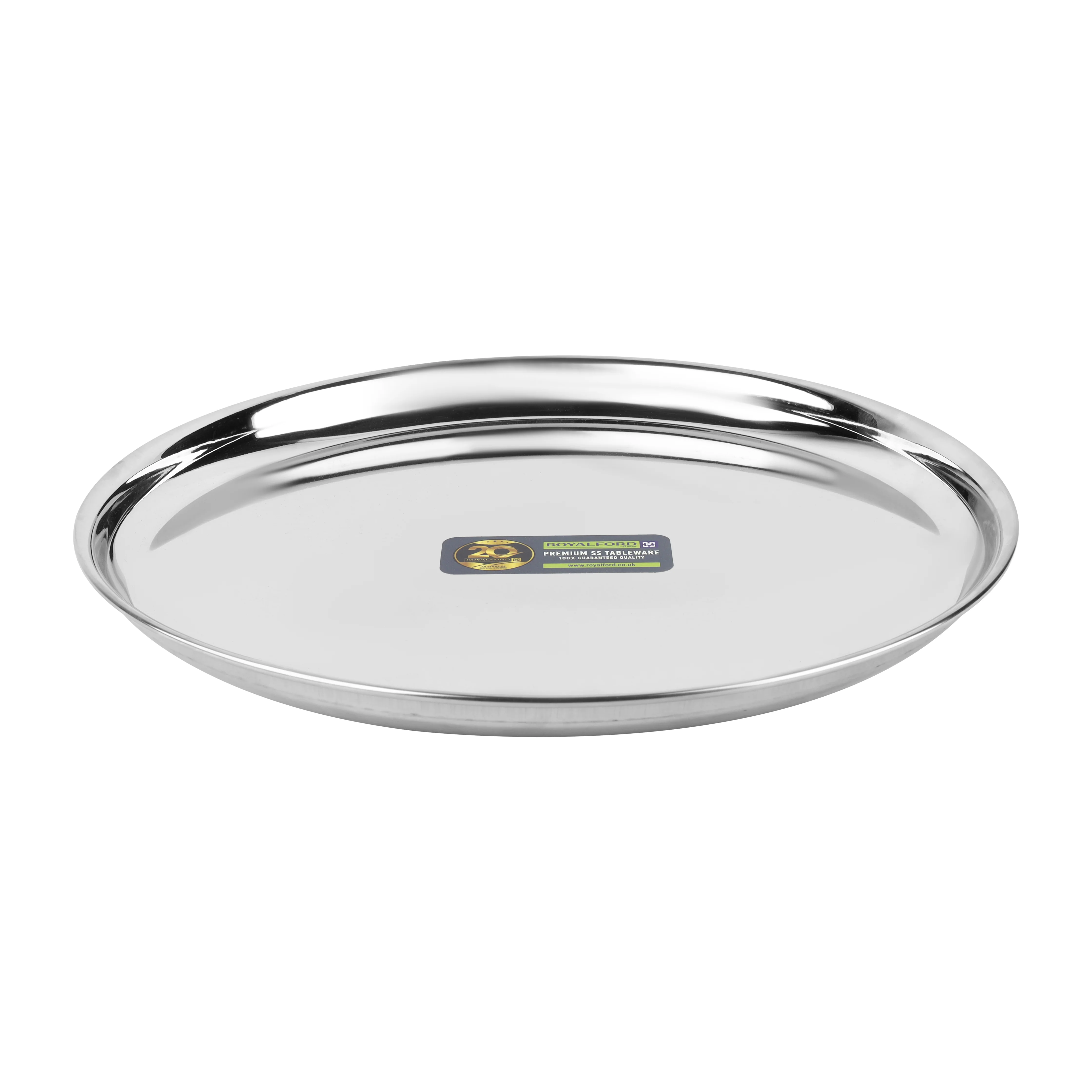 RoyalFord RF13001 28cm Stainless Steel Plate | Durable Rust Resistant Dinner Serving Plate | Perfect for  Kitchen &  Restaurant Dining Use | Reusable Round Food Plate - Image 2