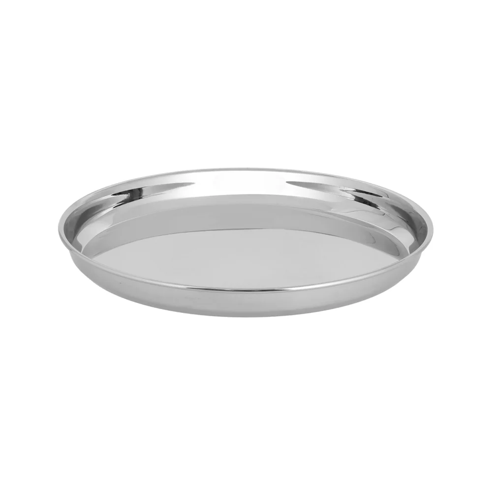 Royalford RF13002 25CM Stainless Steel Plate| durable & rust-resistant dinner plate with a sleek polished finish| hygienic surface, easy to clean, perfect for daily use|