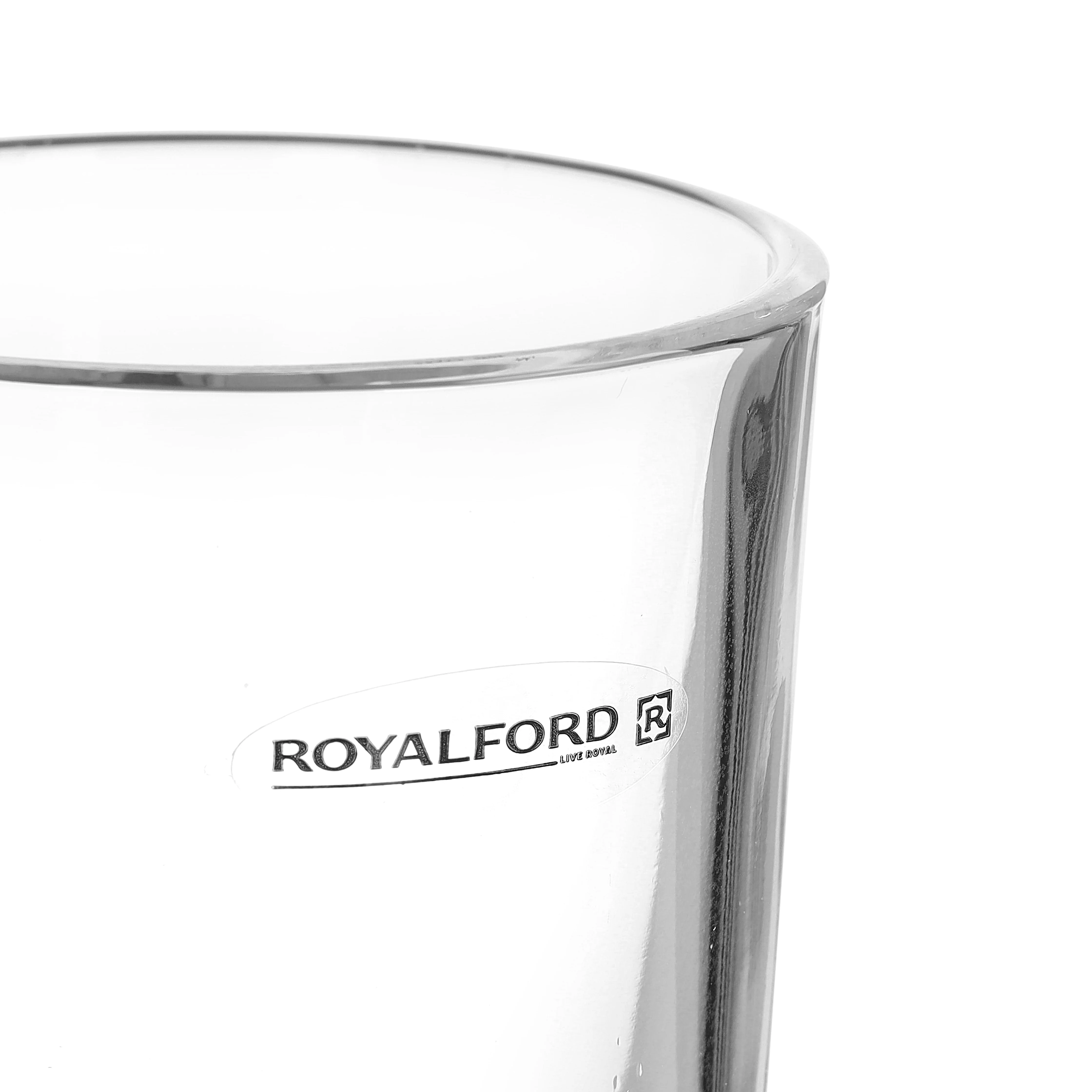 Royalford RF1385-GT6 6PCS Glass Tumbler Set |Clear Drinking Glasses | Durable Water Juice Beverage Cups | Elegant Transparent Drinkware Set for Kitchen & Dining Table Use - Image 3