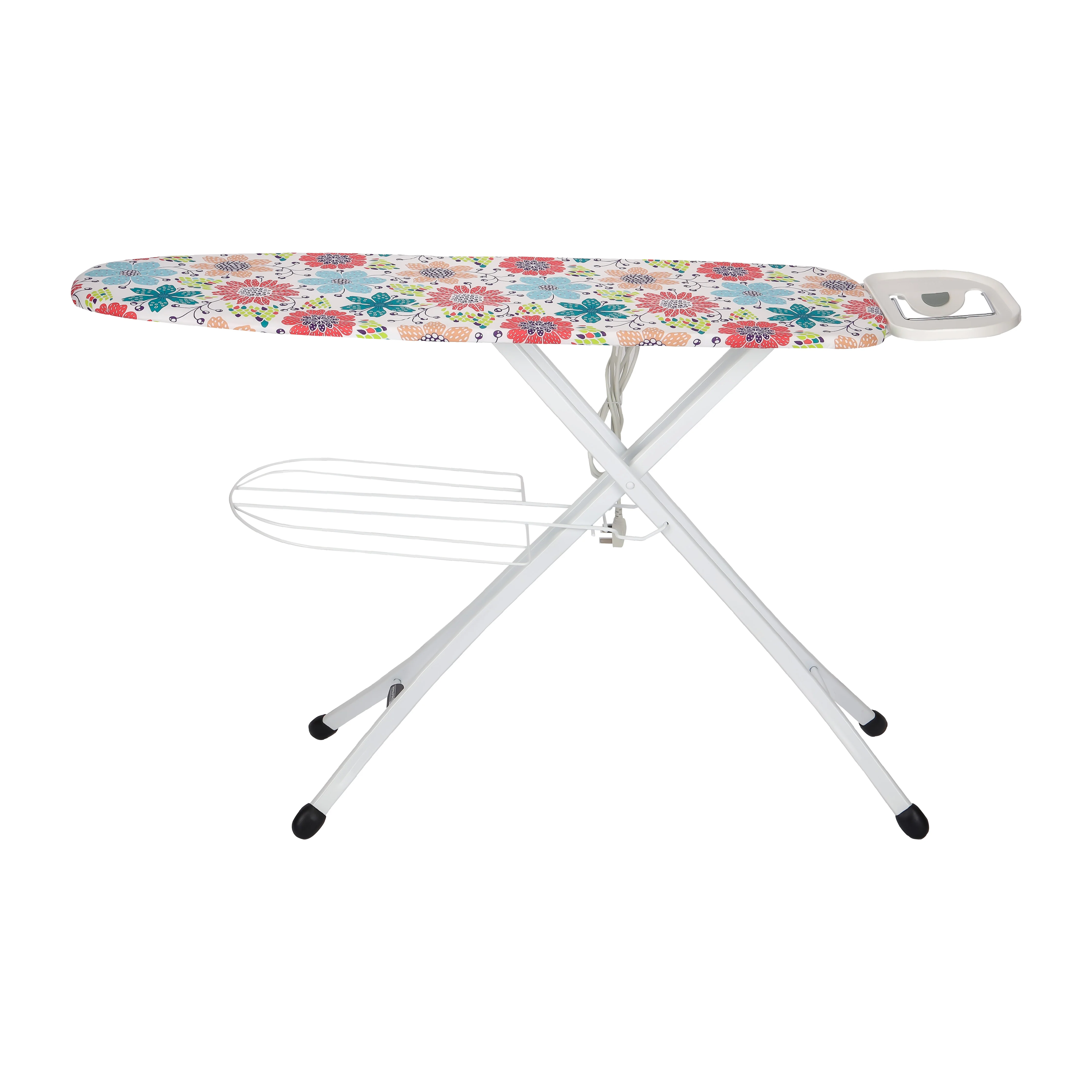 Royalford RF1967IB Ironing Board with Socket | Foldable Iron Board with 100% Cotton Cover| 10mm Foam Padding | Sturdy Metal Frame & Cord Antenna | Elegant Floral Design - Image 3