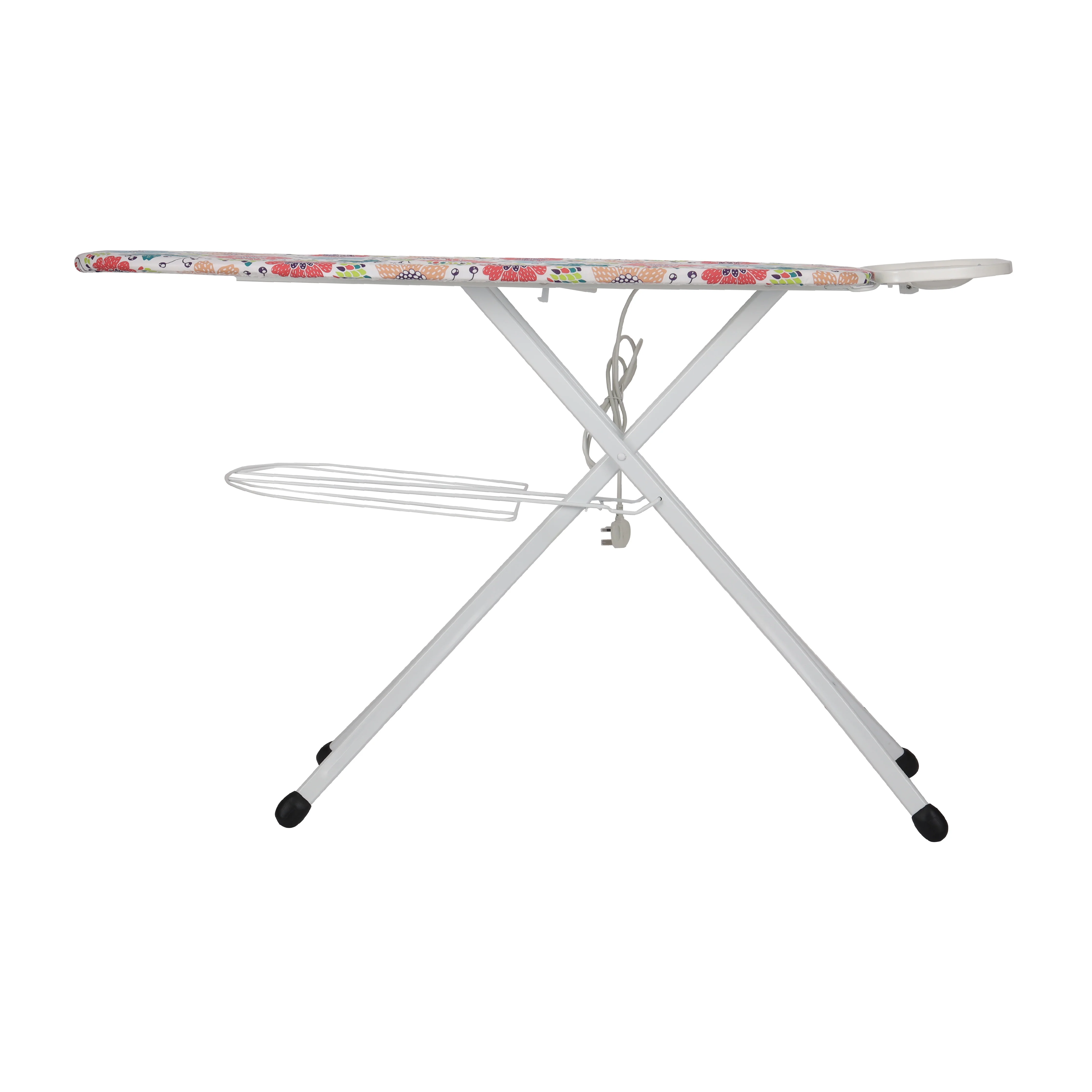 Royalford RF1967IB Ironing Board with Socket | Foldable Iron Board with 100% Cotton Cover| 10mm Foam Padding | Sturdy Metal Frame & Cord Antenna | Elegant Floral Design - Image 4