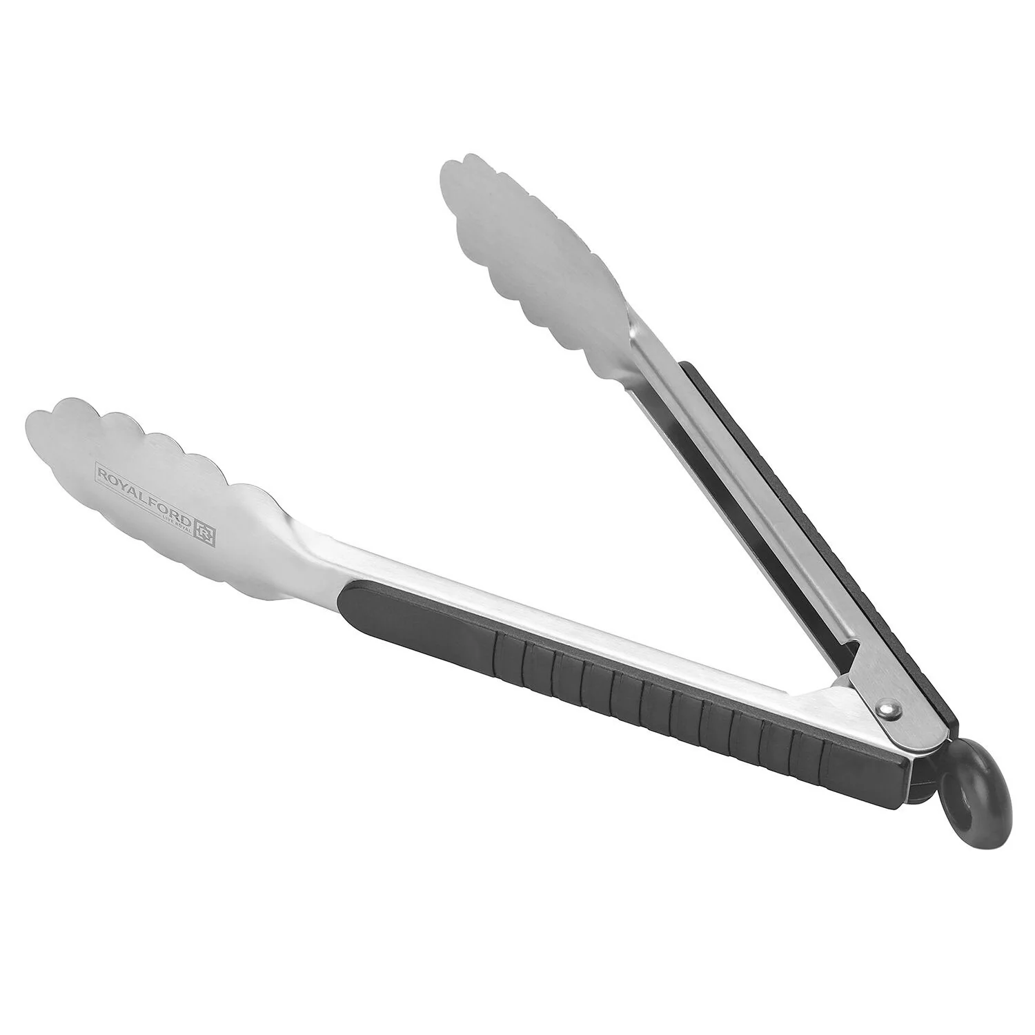 Royalford RF2042-FT12 12 inch food tong| ergonomic design, gripped handle and auto lock mechanism| dishwasher safe, ideal for cooking, grilling & serving food|