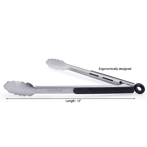 Royalford RF2042-FT12 12 inch food tong| ergonomic design, gripped handle and auto lock mechanism| dishwasher safe, ideal for cooking, grilling & serving food| - Image 4