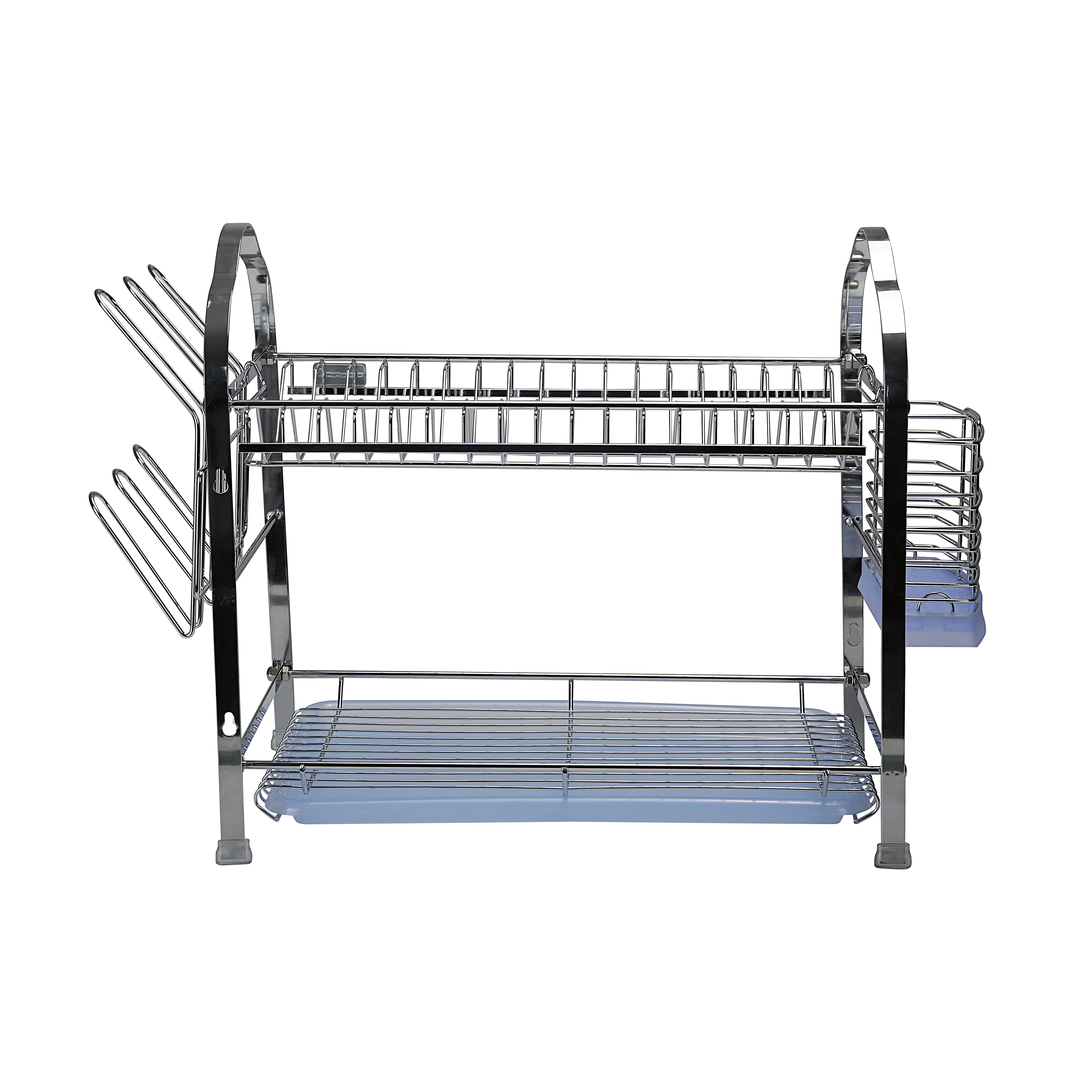 Royalford RF2563 wall hanging dish rack | crafted from durable iron, featuring a two-tier design, removable draining trays, utensil holder, and space for plates glasses - Image 3