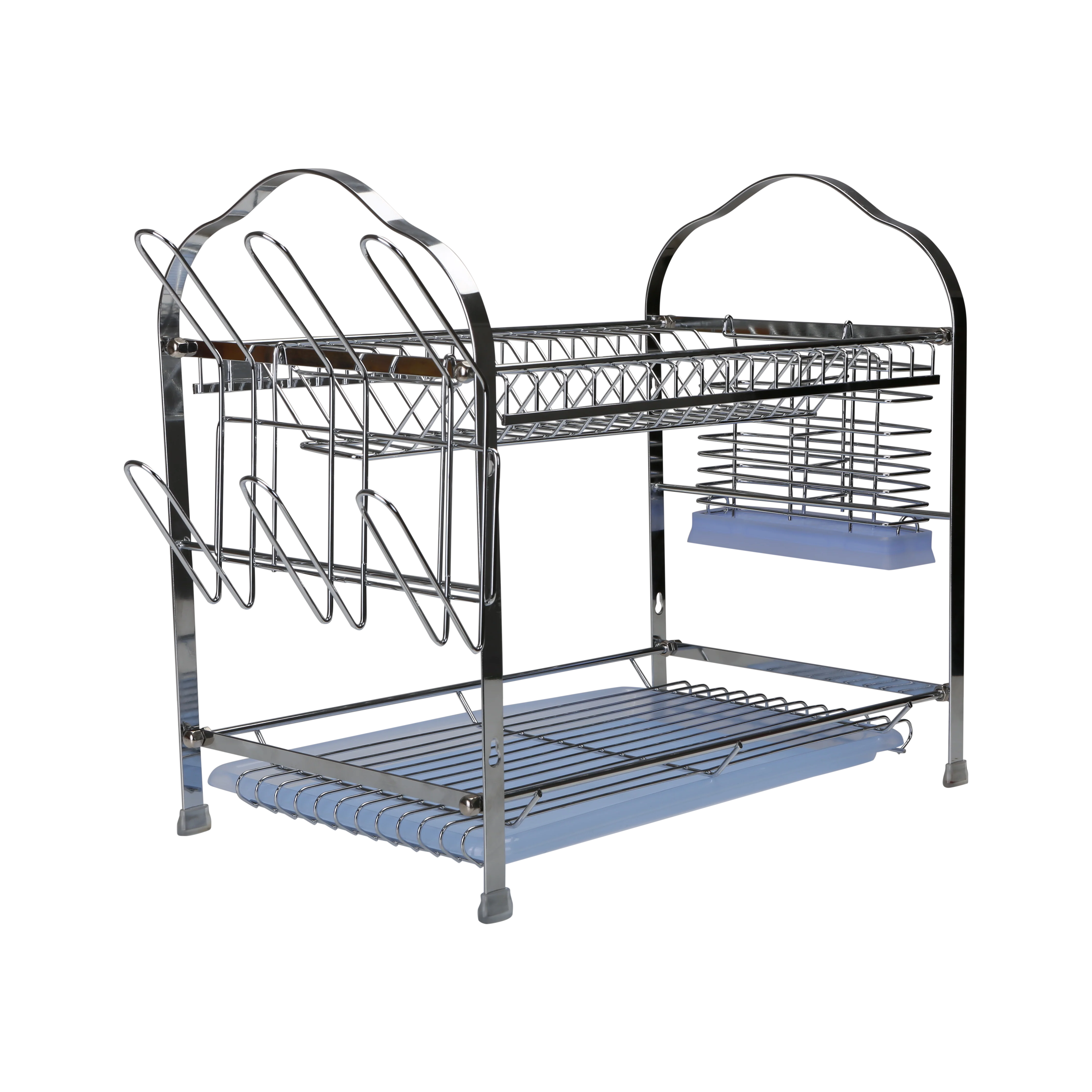 Royalford RF2563 wall hanging dish rack | crafted from durable iron, featuring a two-tier design, removable draining trays, utensil holder, and space for plates glasses - Image 4