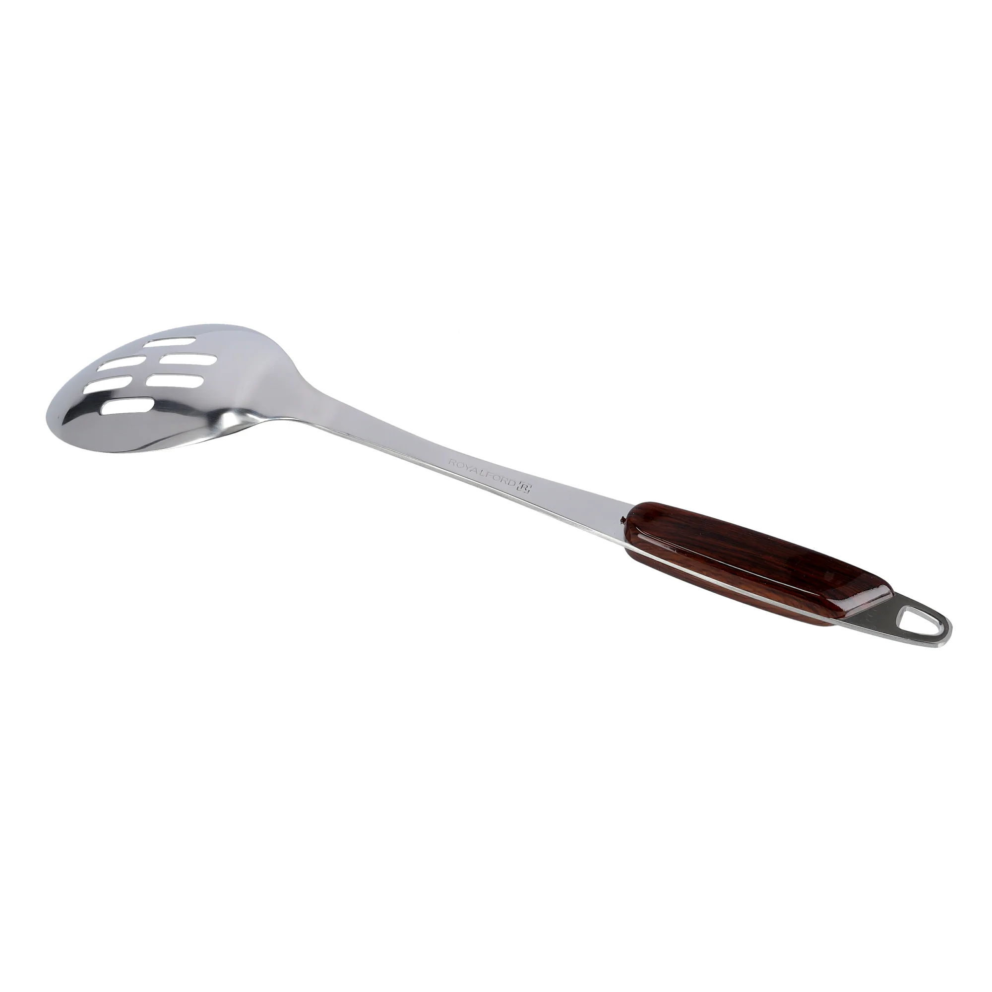 Royalford RF2764-SP Stainless Steel Slotted Spoon | Ergonomic Gripped Handle | Durable Shiny Finish| Heat Resistant Cooking Utensil| Dishwasher Safe Slotted Serving Spoon - Image 3