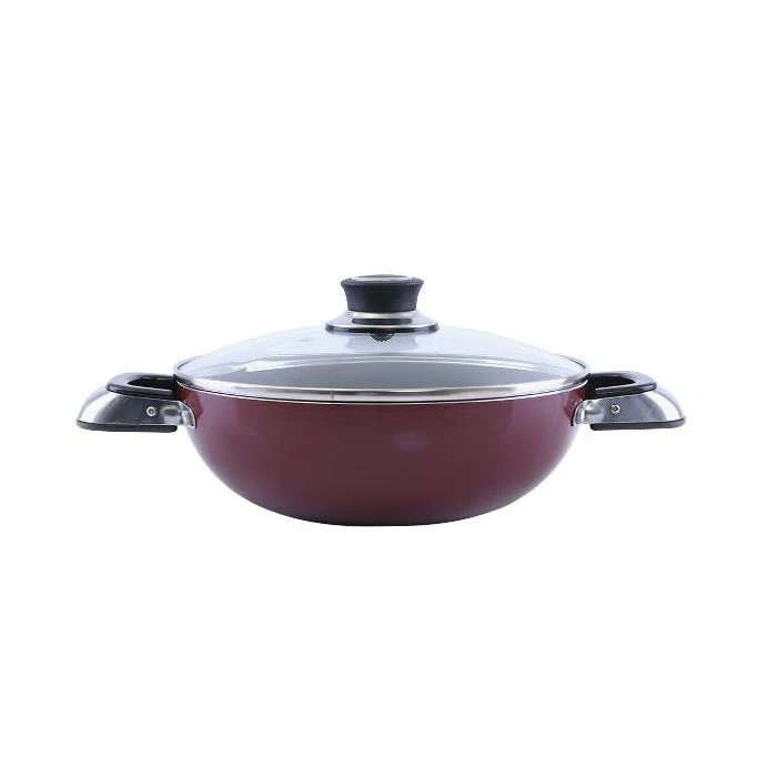 Royalford RF2947 Aluminium Wok Pan with Glass Lid, 22 CM - Induction Safe Frying Pan with Durable Non-Stick Granite Coating | Dishwasher Safe |Glass Lid & Heat-Resistant Handles - Cookware Casserole Pan - Image 4