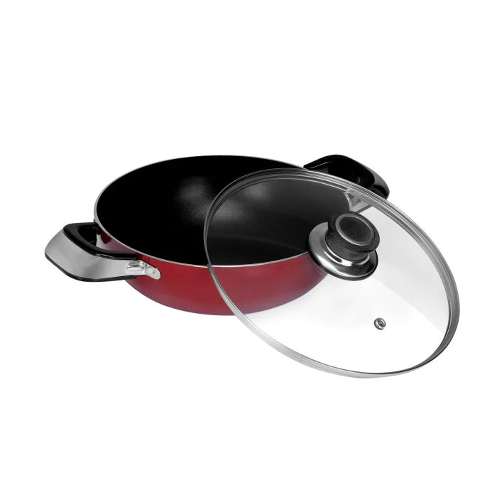 Royalford RF2947 Aluminium Wok Pan with Glass Lid, 22 CM - Induction Safe Frying Pan with Durable Non-Stick Granite Coating | Dishwasher Safe |Glass Lid & Heat-Resistant Handles - Cookware Casserole Pan - Image 6