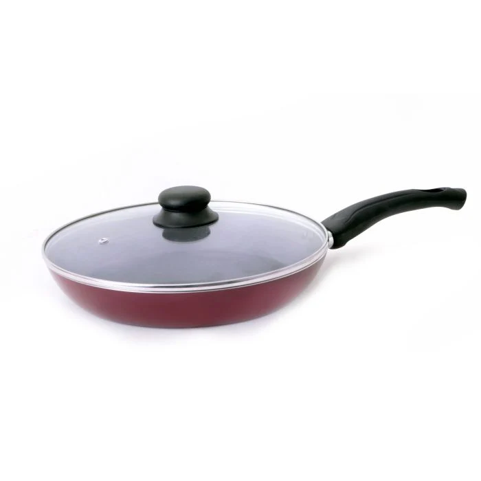 Royalford RF2950 22cm Non-Stick Fry Pan | Glass Lid | 3-Layer Durable Coating | Heat-Resistant Bakelite Handle | Multi-Cooktop Compatible for Healthy Cooking Kitchen