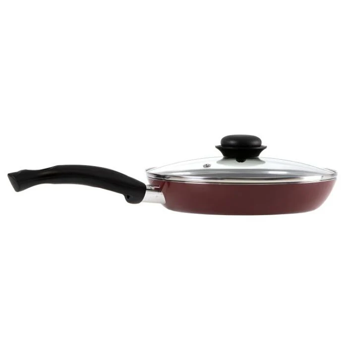 Royalford RF2951 24CM Fry Pan with Glass Lid | 2.0MM Thick Aluminium Non-Stick Cookware | 2-Layer Coating | Ergonomic Handle | Suitable for Even Heating & Easy Cooking - Image 4