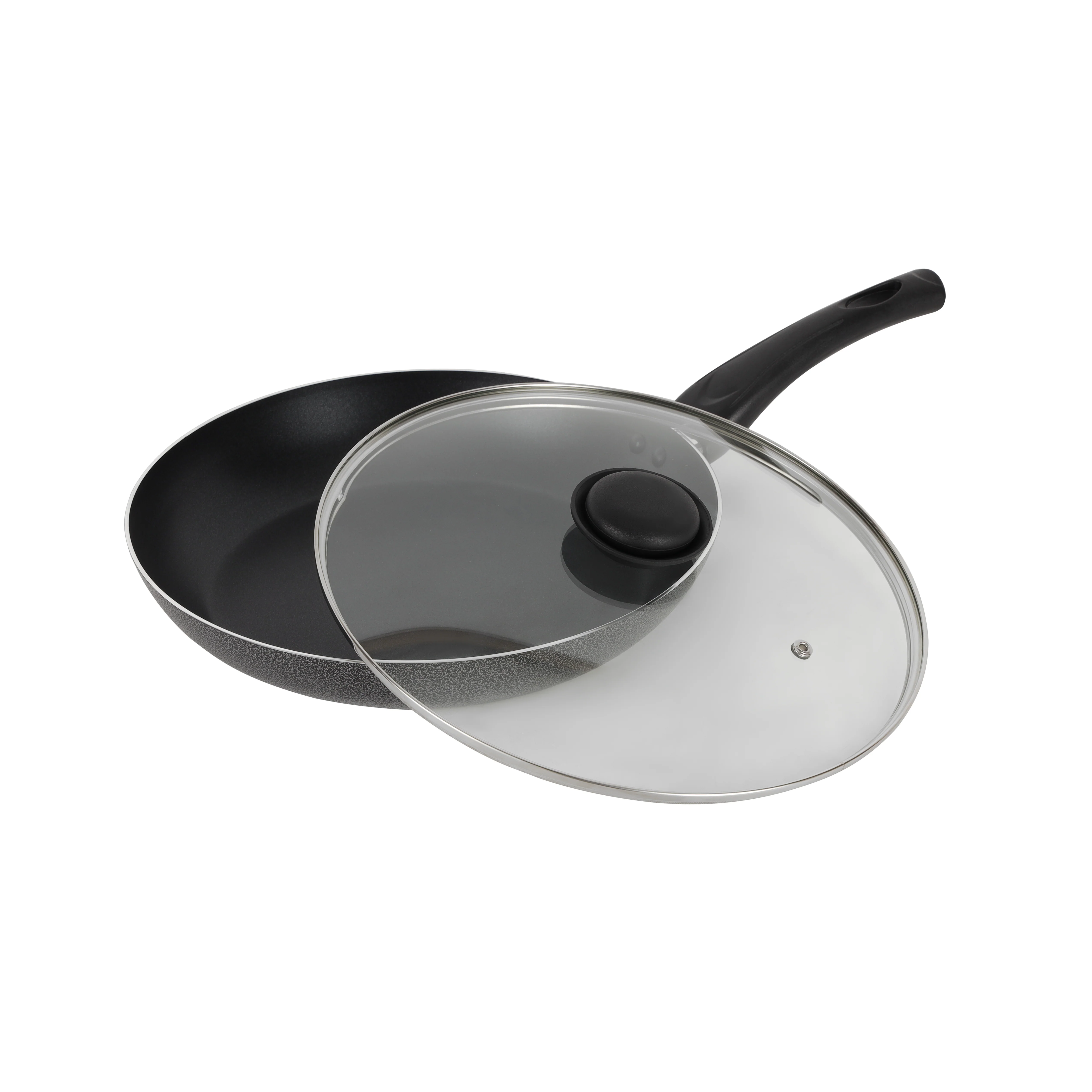 Royalford RF2953 Non-Stick Frypan with Glass Lid| 3 Layer PFOA & Lead Free Coating| Premium Aluminium Body| Bakelite Handle| Gas & Induction Compatible Cookware Pan Set - Image 3