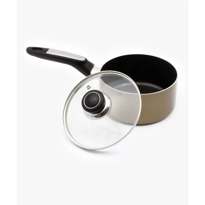 Royalford RF2960 16cm Sauce Pan with Lid | Non Stick Coated Saucepan Cookware| Tempered Glass Lid |Heat Resistant Handle |Compatible with Gas, Ceramic & Halogen Cooktops - Image 2