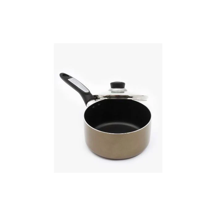 Royalford RF2961 18cm Aluminium Non-Stick Small Enamel Saucepan with Lid Made of Toughened Glass, Cooking Surface Induction Saucepan - Image 2